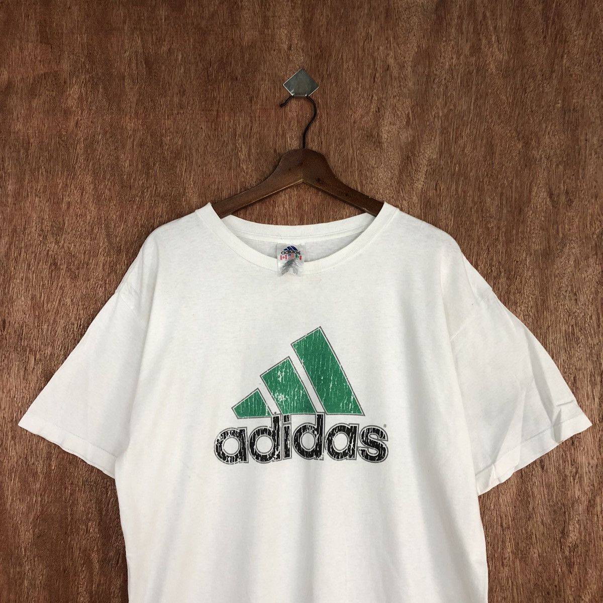Adidas DL Adidas Vintage made in USA White Big Logo Tshirt #2057 Size US L / EU 52-54 / 3 - 7 Thumbnail