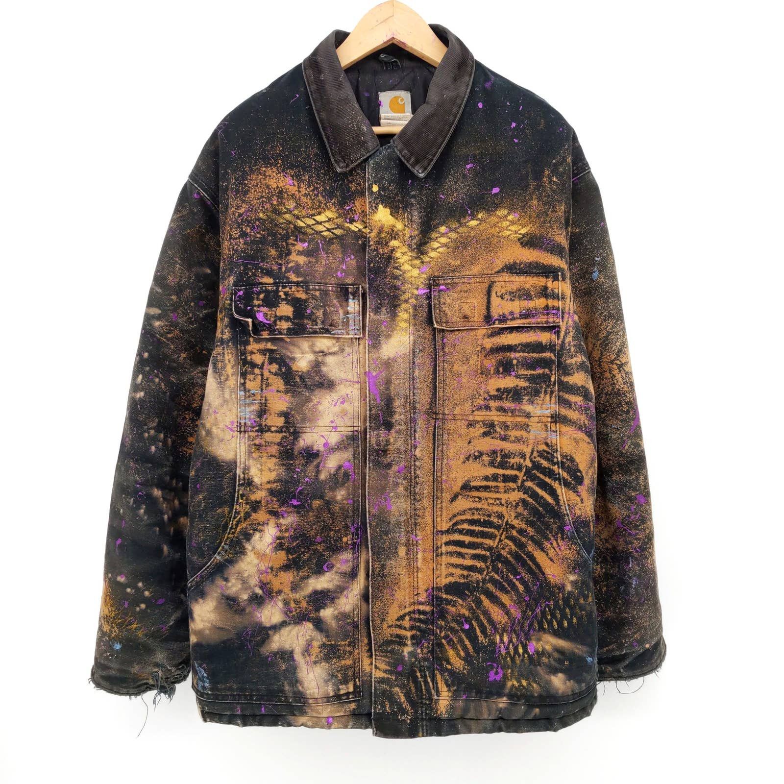 Carhartt × Vintage Carhartt Custom Paint Heart Carpenter Jacket Corduroy Collar Size US XL / EU 56 / 4 - 1 Thumbnail