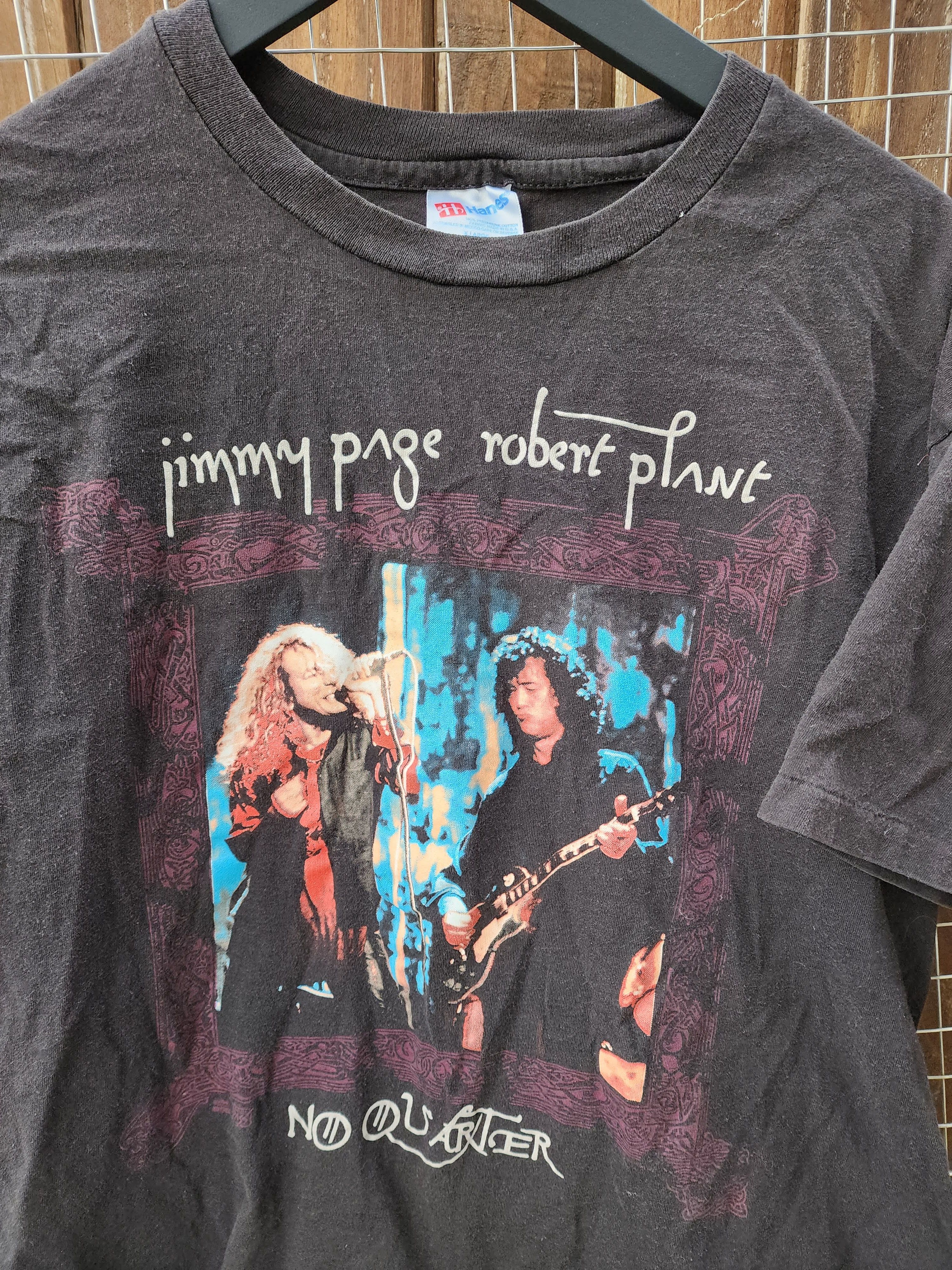 image of Band Tees x Vintage 1995 Jimmy Page Robert Plant No Quarter Single Stitch T in Black (Size XL)