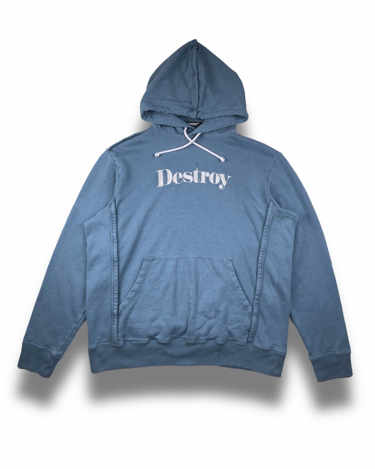 image of Undercover Ss21 ‘Destroy’ Hoodie in Blue, Men's (Size XL)