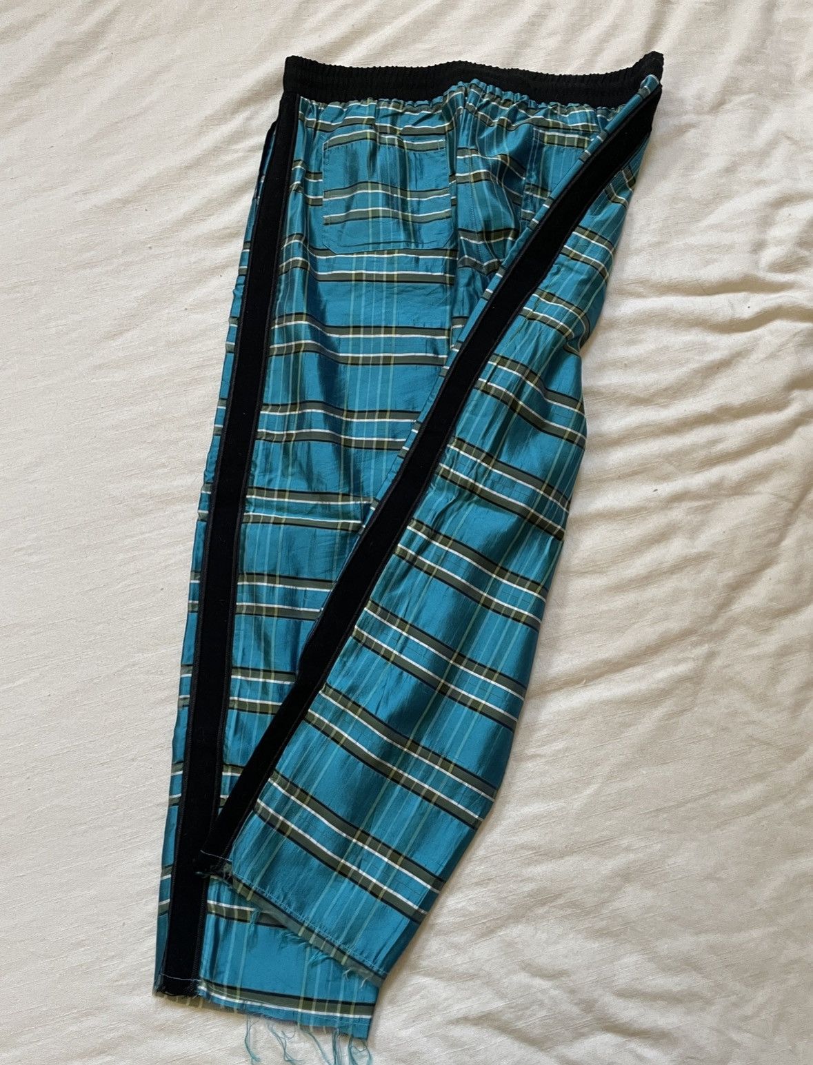 Blue plaid track pants online