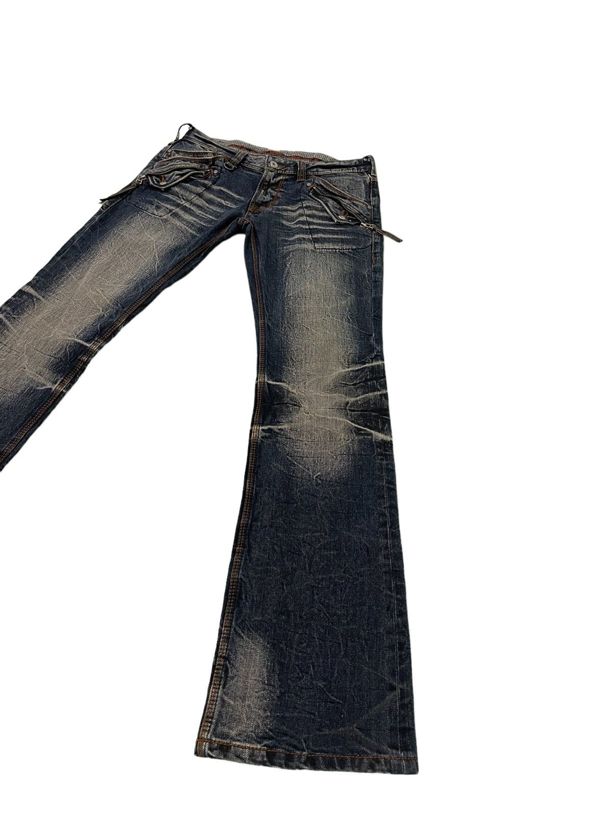 Japanese Brand Flare Jeans Nicole Slim Stretch Acid Wash Low Rise 3🟦8 Size US 31 - 13 Thumbnail