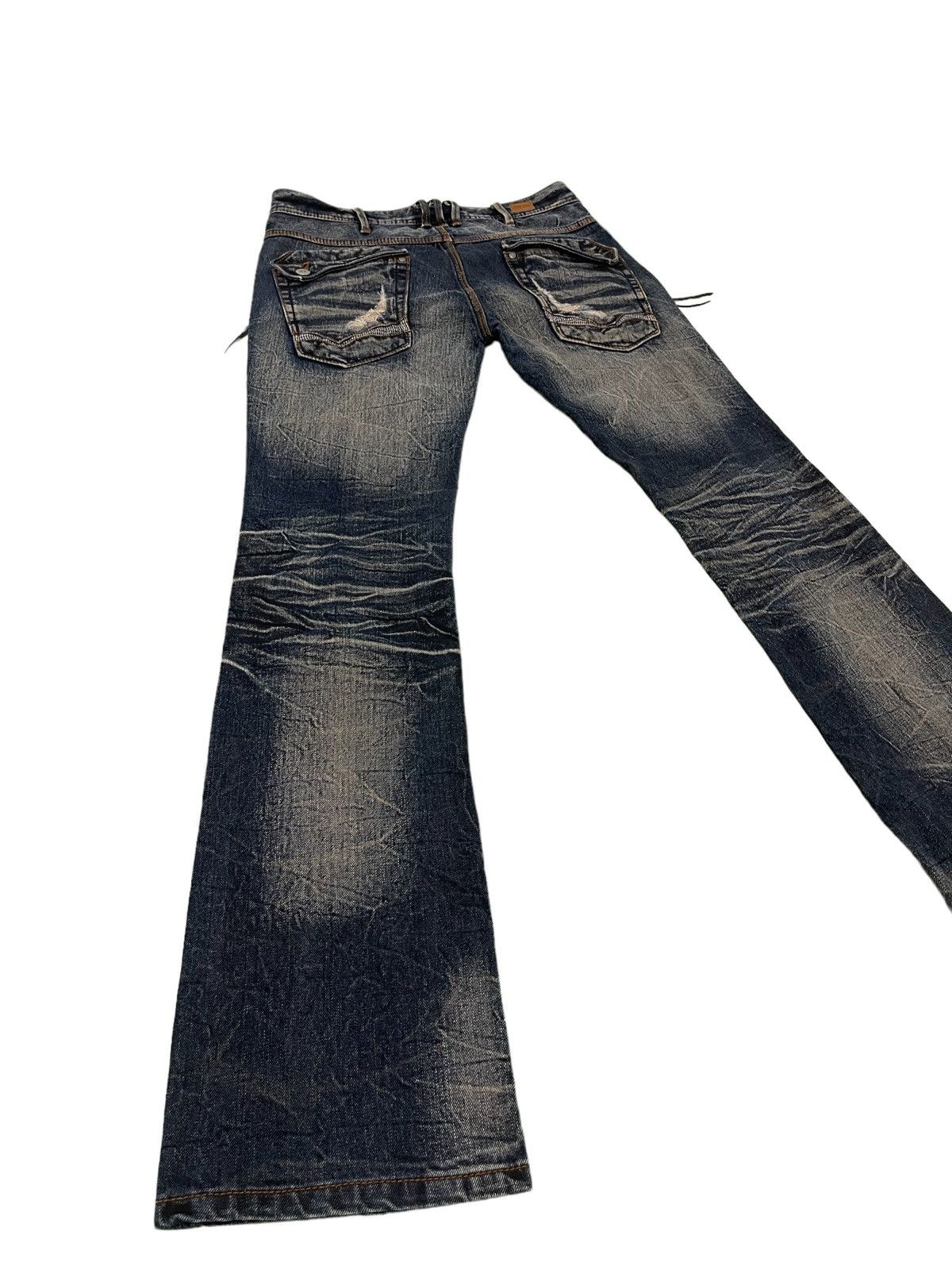 Japanese Brand Flare Jeans Nicole Slim Stretch Acid Wash Low Rise 3🟦8 Size US 31 - 1 Thumbnail