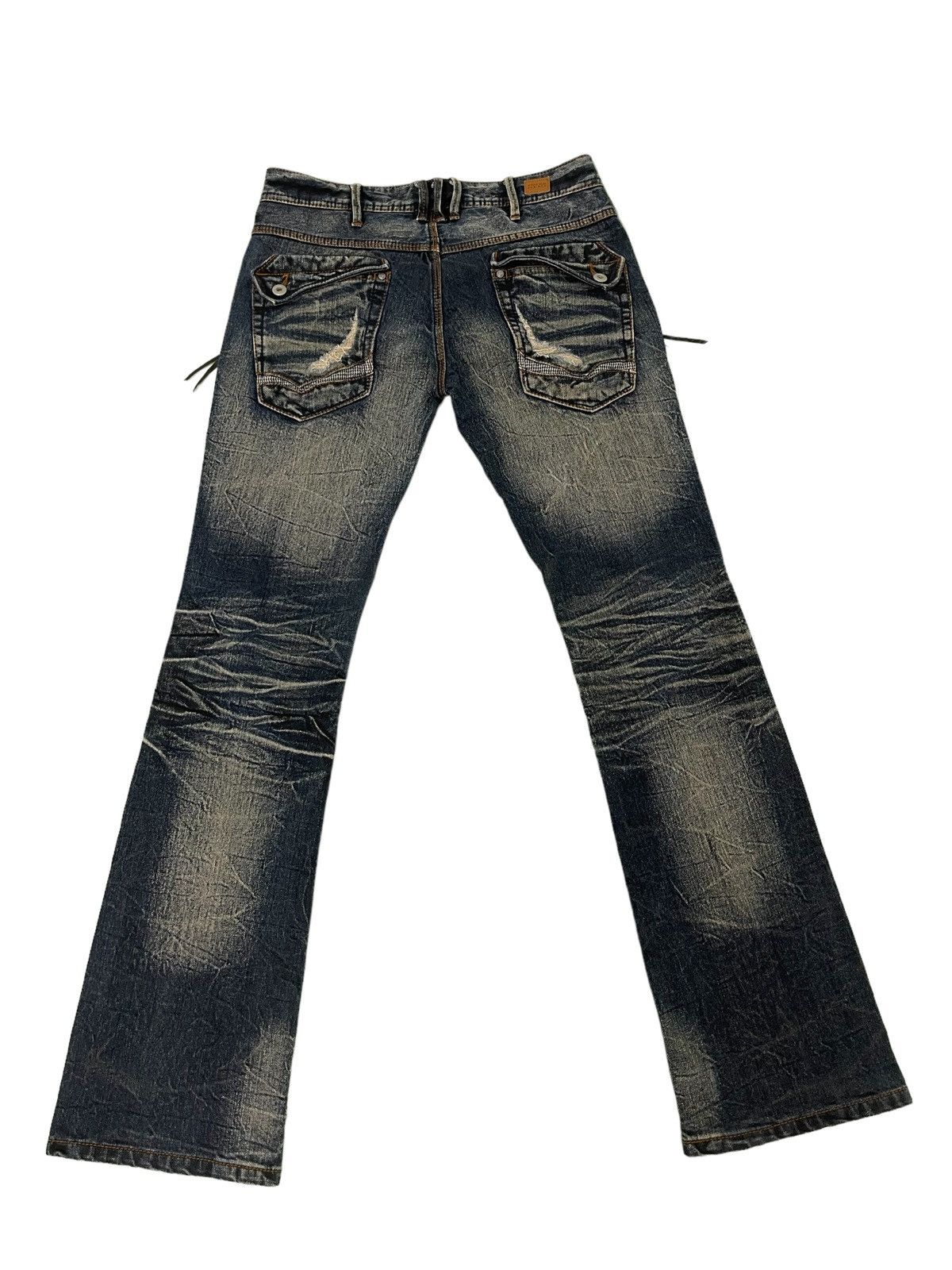 Japanese Brand Flare Jeans Nicole Slim Stretch Acid Wash Low Rise 3🟦8 Size US 31 - 2 Thumbnail