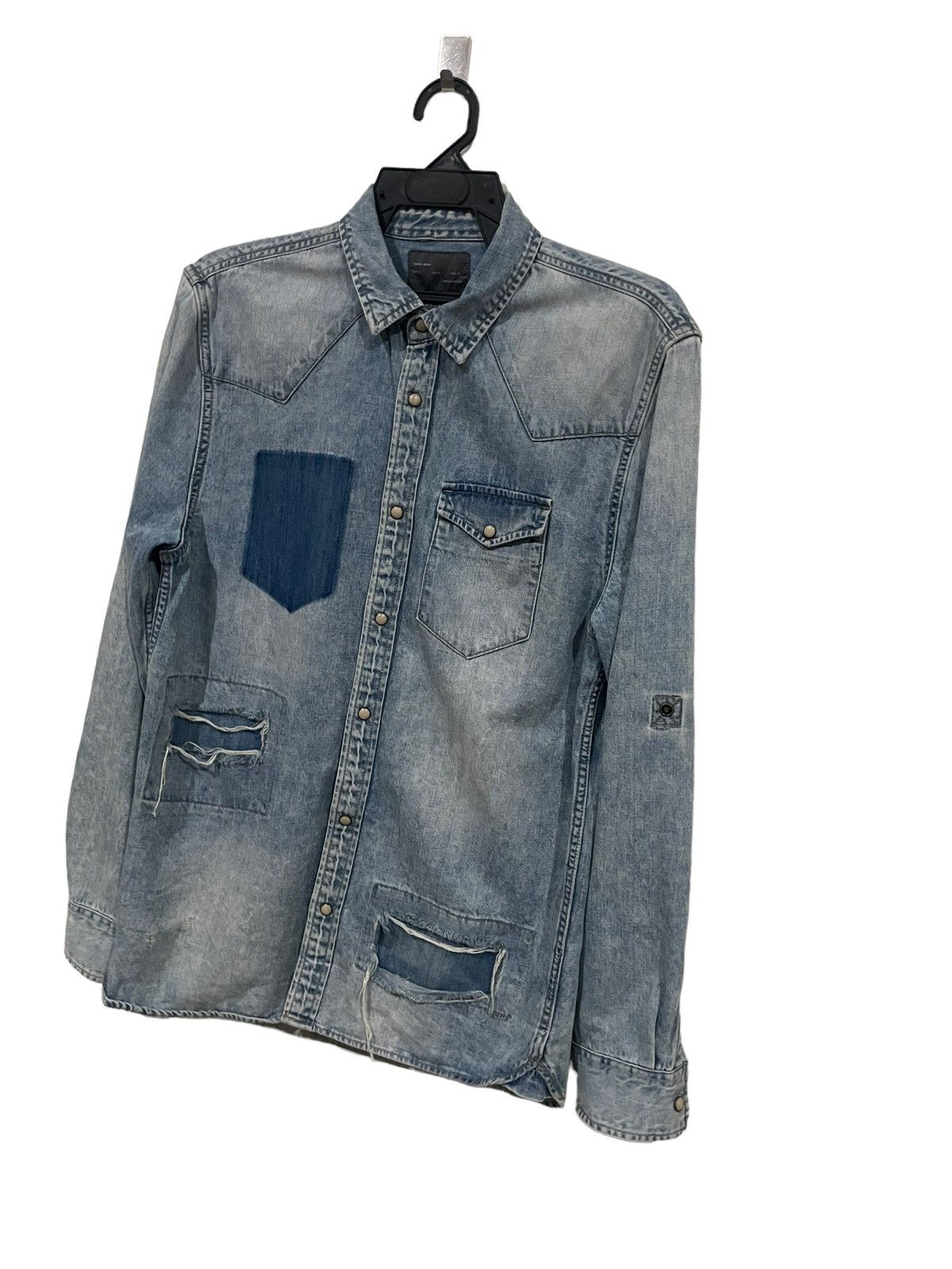 Rare Zara Ripped Denim Shirt Distressed Style Shirts