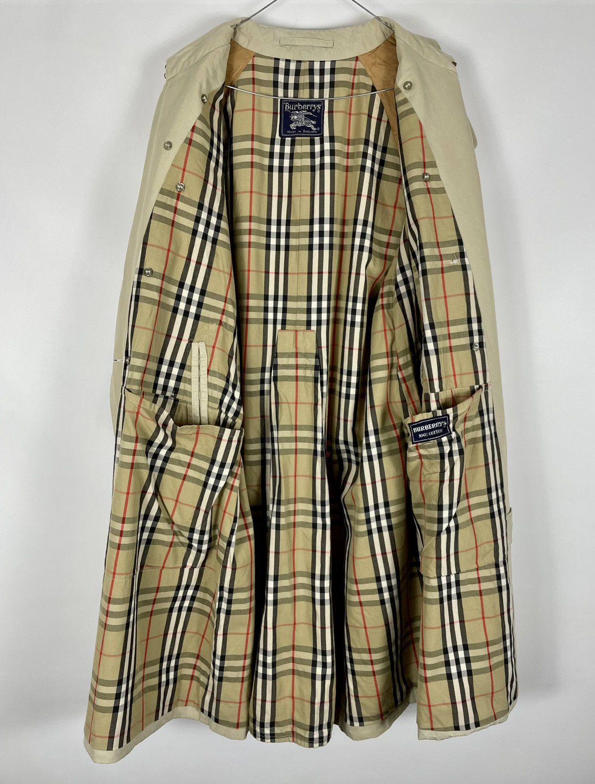 image of Burberry’S Vintage Nova Check Trench Coat in Beige, Men's (Size Medium)