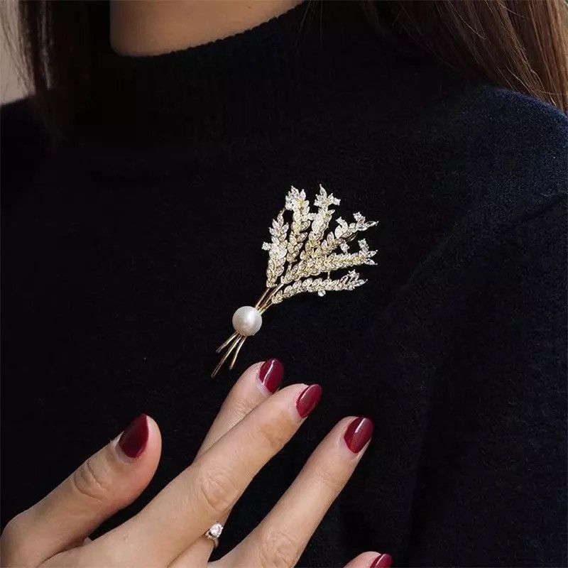 Jewelry Plant Tree Pearl Coat Rhinestone Pin Brooch Size ONE SIZE - 4 Thumbnail