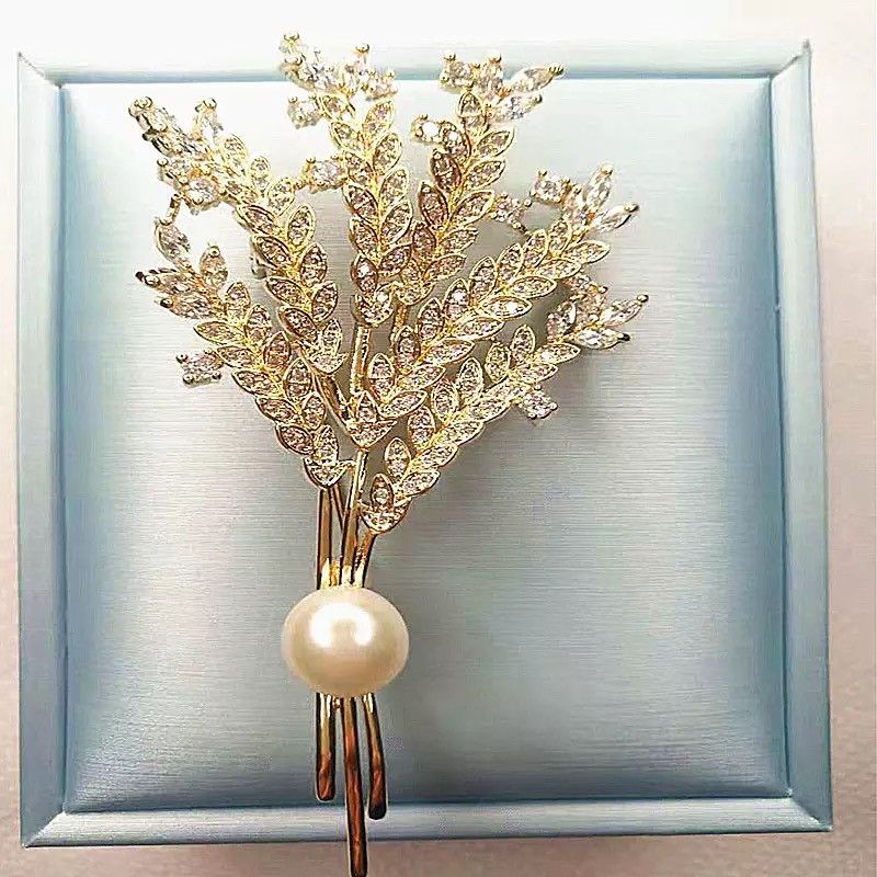 Jewelry Plant Tree Pearl Coat Rhinestone Pin Brooch Size ONE SIZE - 1 Thumbnail