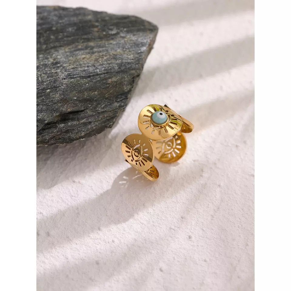 Jewelry Stainless Steel Eye Bead Opening Ring Size ONE SIZE - 2 Thumbnail