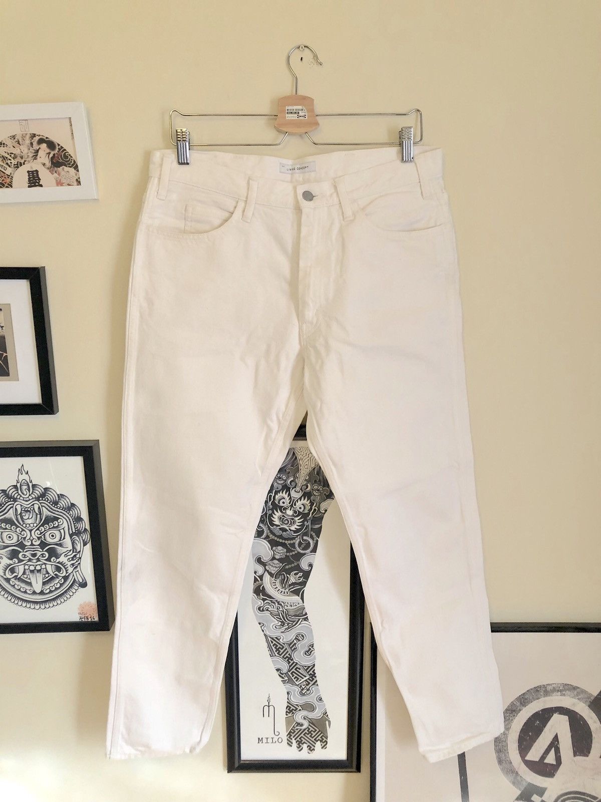 Japanese Brand Living Concept 1LDK made in Japan white raw denim jeans Size US 32 / EU 48 - 6 Thumbnail