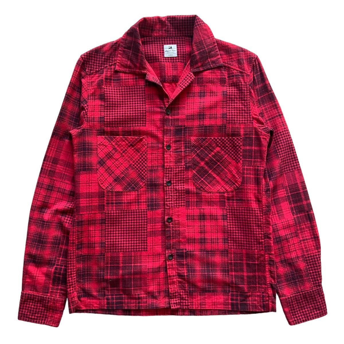 image of Sasquatchfabrix Wonder Worker Patchwork Flannel Shirt in Red, Men's (Size Medium)