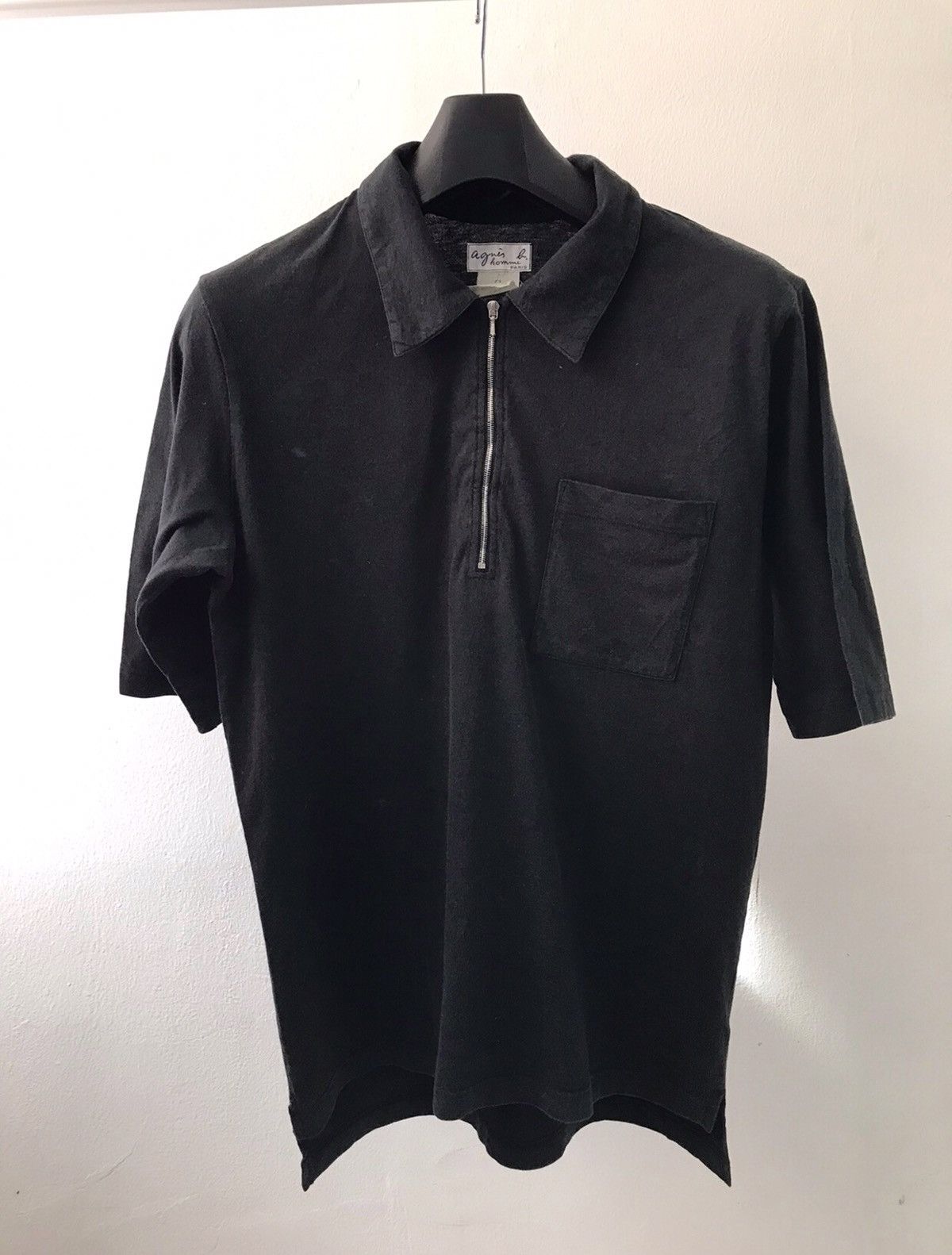 image of Agnes B x Vintage Zipper Polo Tee in Black, Men's (Size Medium)