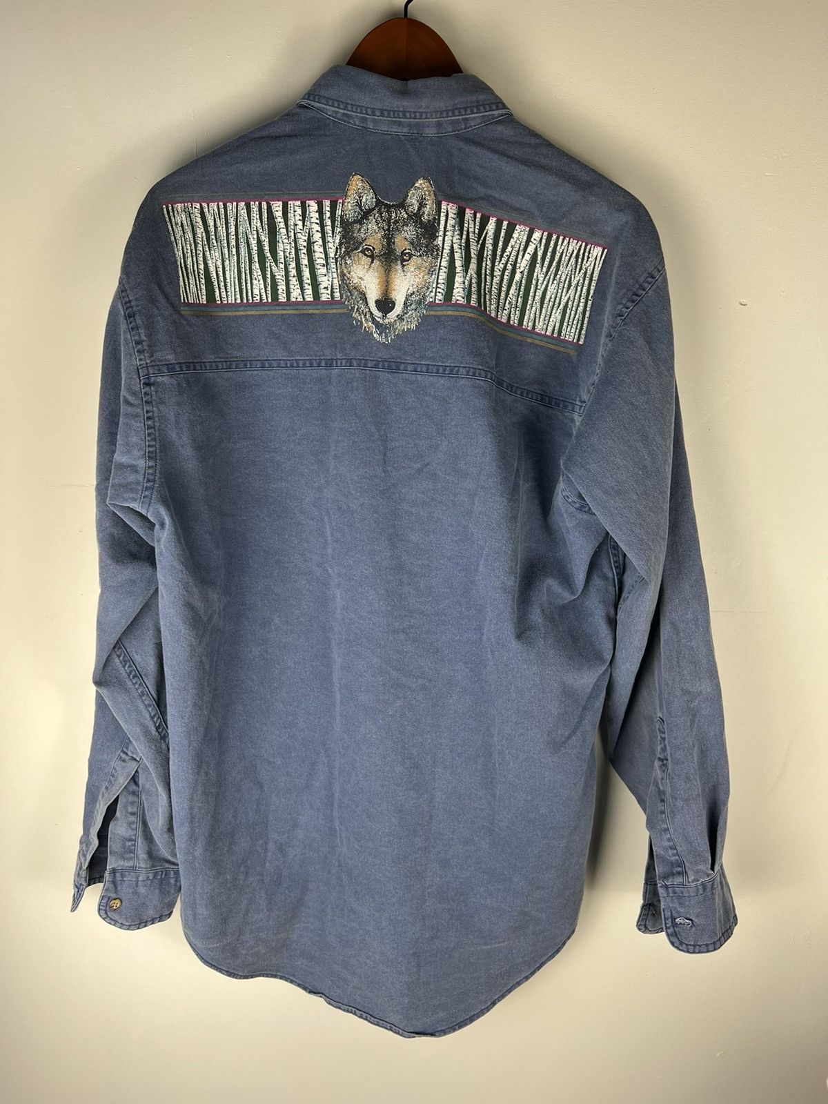 Vintage Vintage Western Wolves Denim Button Up Shirt Size US M / EU 48-50 / 2 - 1 Thumbnail