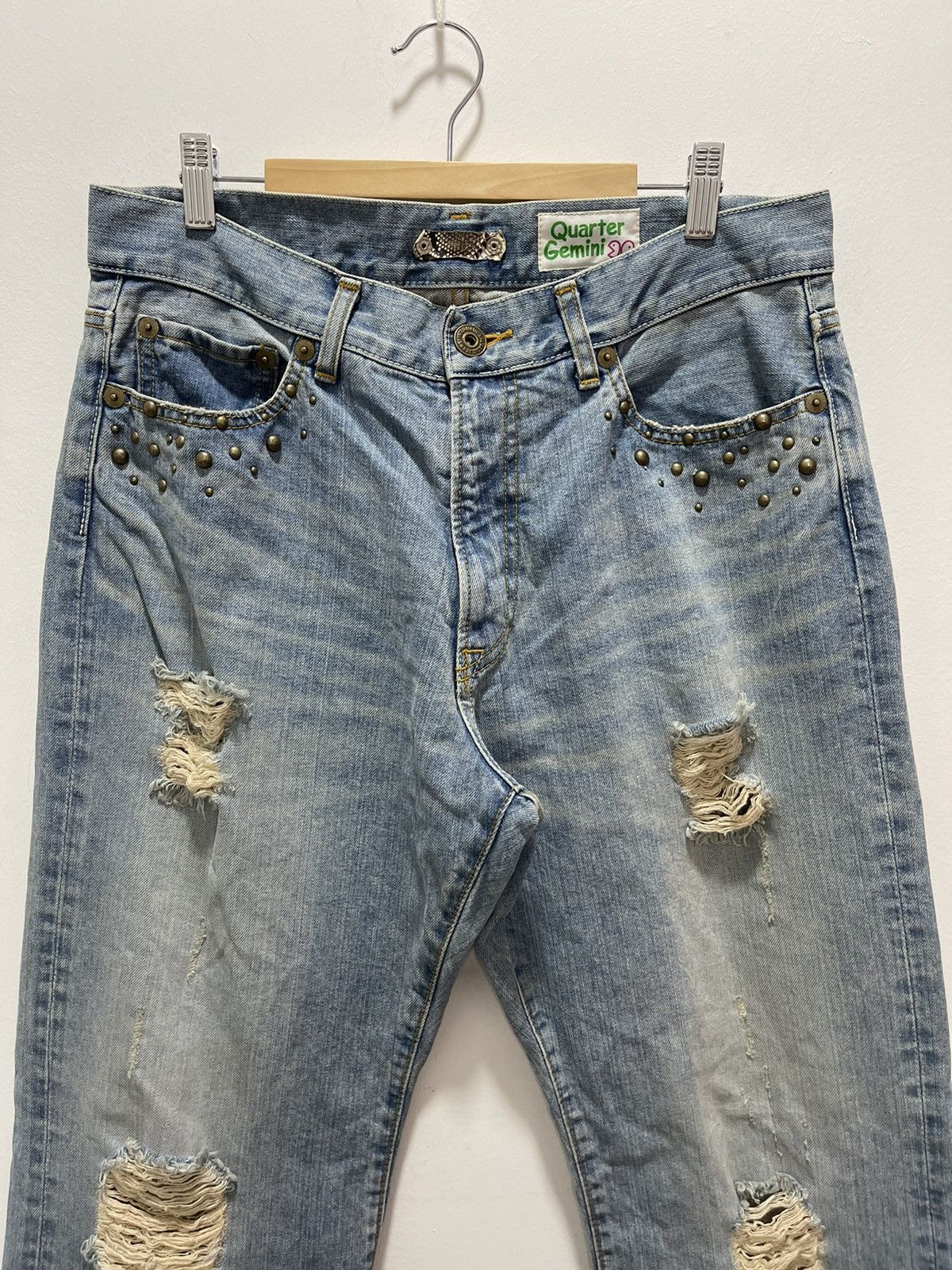 Japanese Brand × Vintage JAPANESE BRAND QUARTER GEMINI RIPPED DISTRESSED DENIM JEANS Size US 32 / EU 48 - 4 Thumbnail