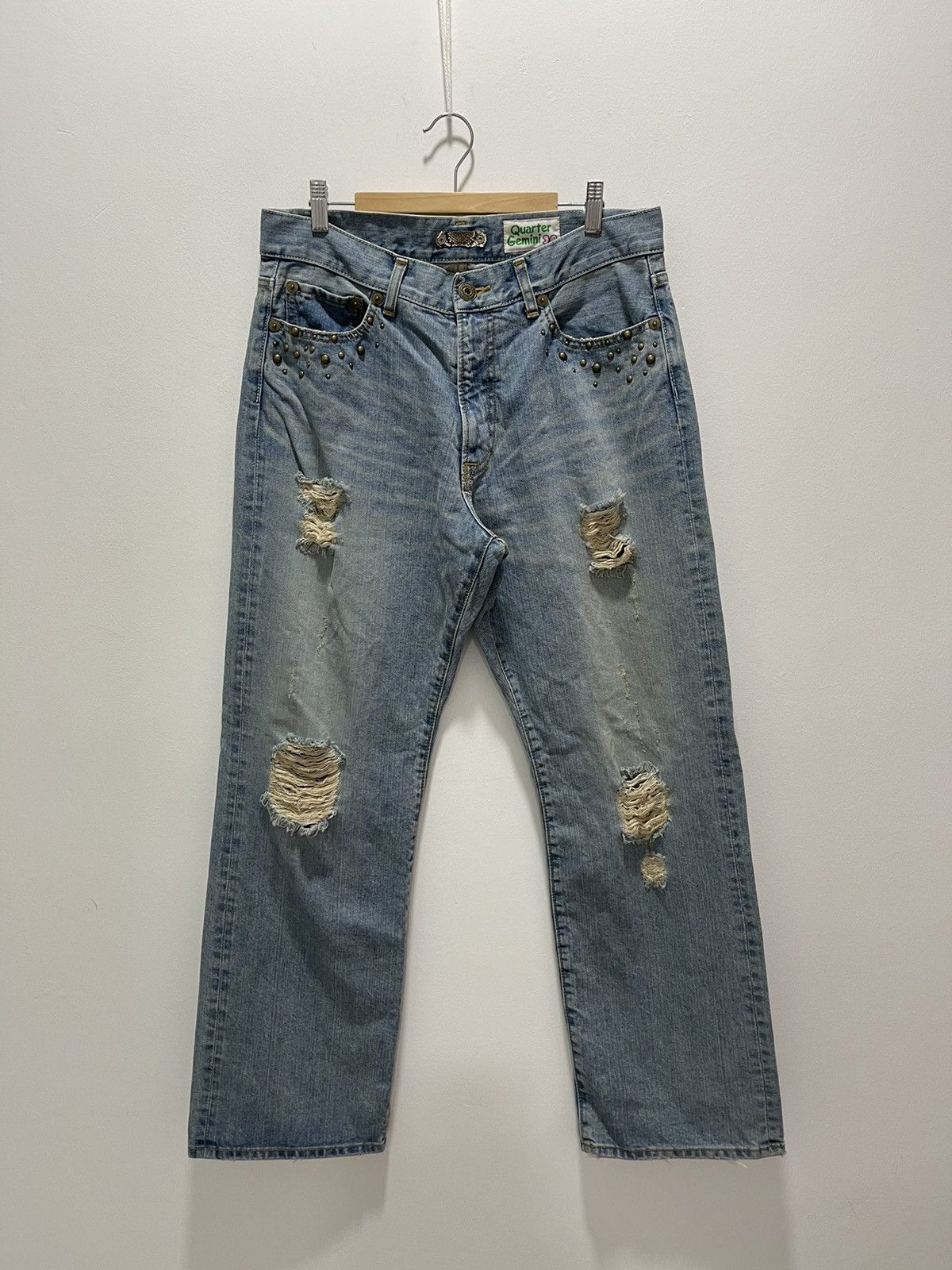 Japanese Brand × Vintage JAPANESE BRAND QUARTER GEMINI RIPPED DISTRESSED DENIM JEANS Size US 32 / EU 48 - 1 Thumbnail