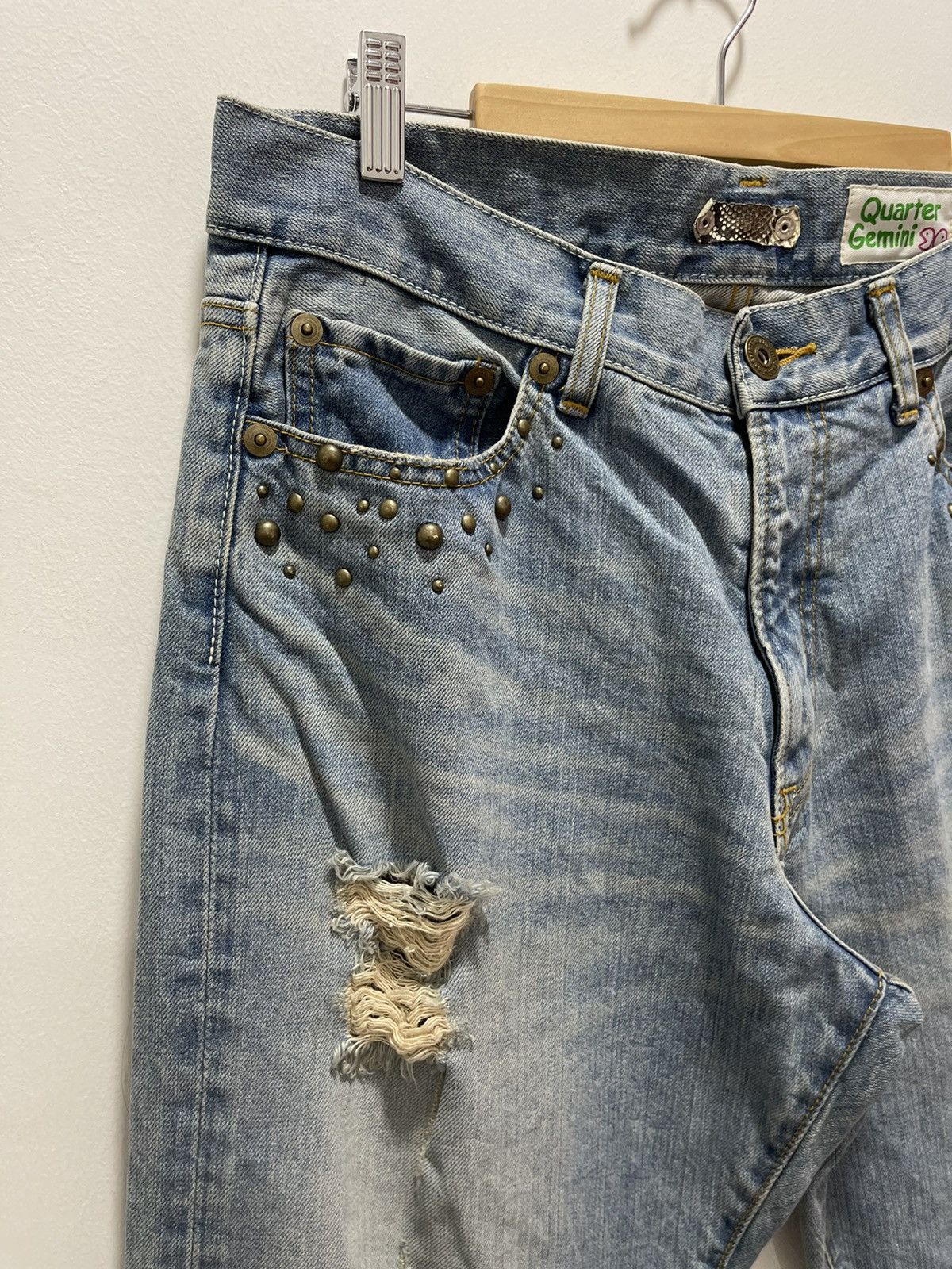 Japanese Brand × Vintage JAPANESE BRAND QUARTER GEMINI RIPPED DISTRESSED DENIM JEANS Size US 32 / EU 48 - 3 Thumbnail