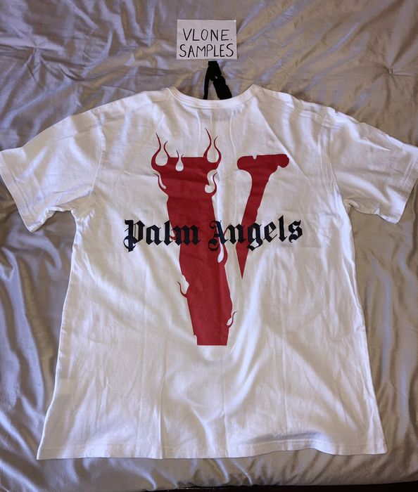 Vlone red palm store angels white tee