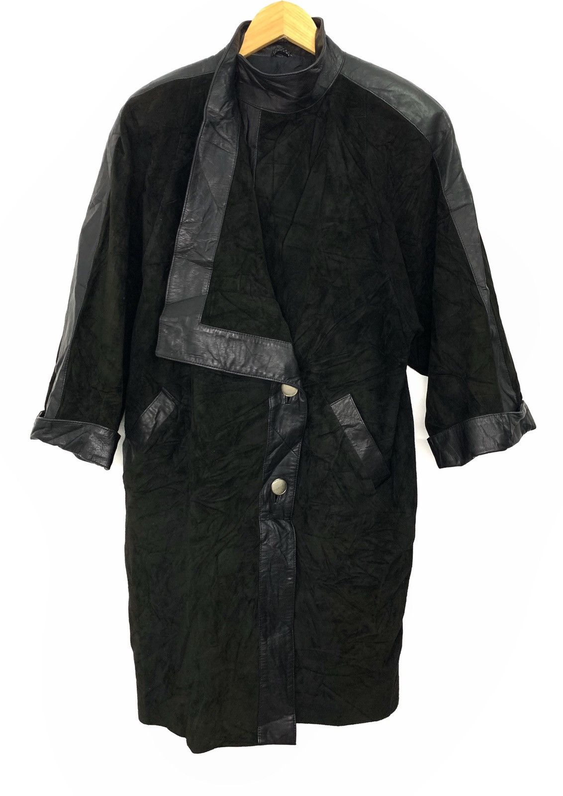 image of Charles Jourdan Leather Trench Jacket in Black, Men's (Size Medium)