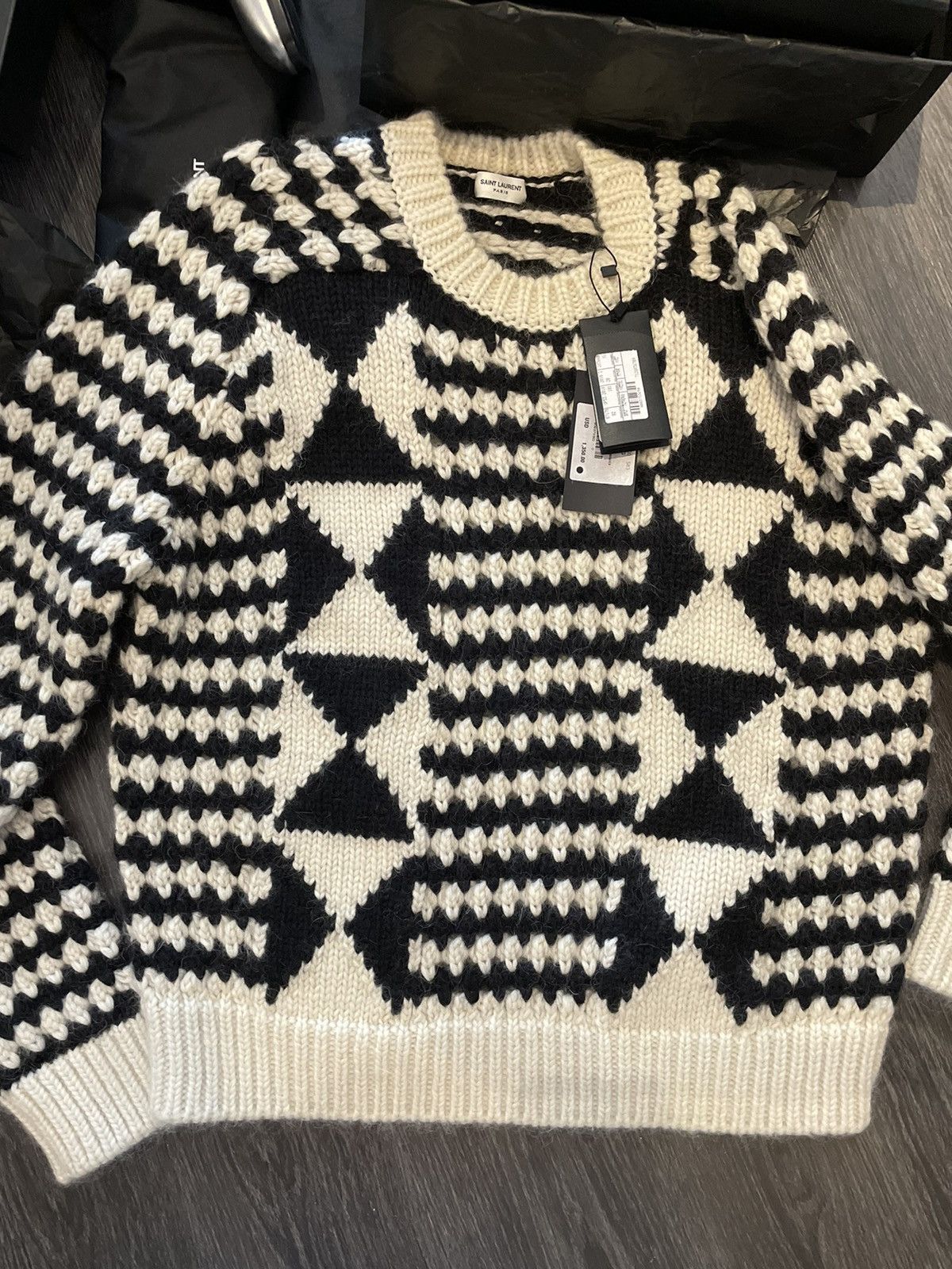 Hedi Slimane × Saint Laurent Paris × Yves Saint Laurent Limited $1,550 Value Super Runway Graphic Sweater Brand New Size US XL / EU 56 / 4 - 4 Thumbnail