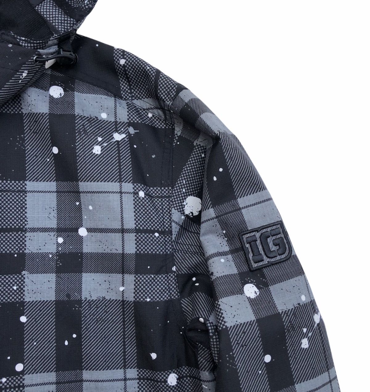 Japanese Brand IGNIO Men fashion Checked Paint Full Zipper Hooded Jacket Size US L / EU 52-54 / 3 - 4 Thumbnail