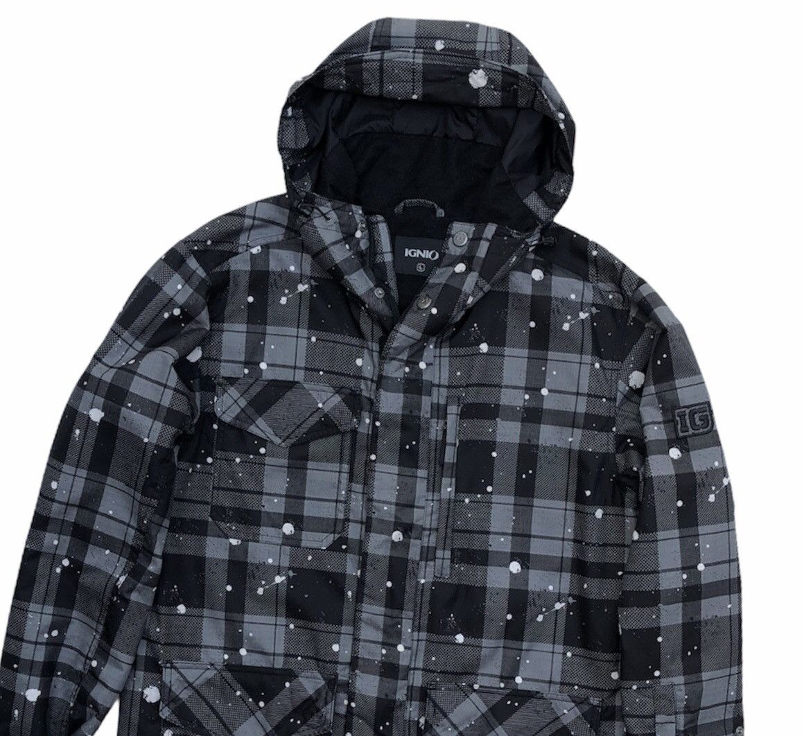 Japanese Brand IGNIO Men fashion Checked Paint Full Zipper Hooded Jacket Size US L / EU 52-54 / 3 - 3 Thumbnail