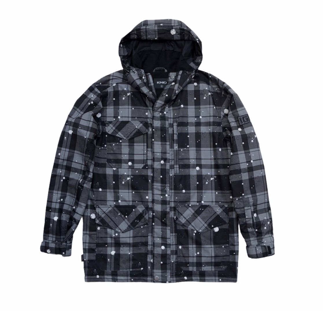 Japanese Brand IGNIO Men fashion Checked Paint Full Zipper Hooded Jacket Size US L / EU 52-54 / 3 - 2 Thumbnail