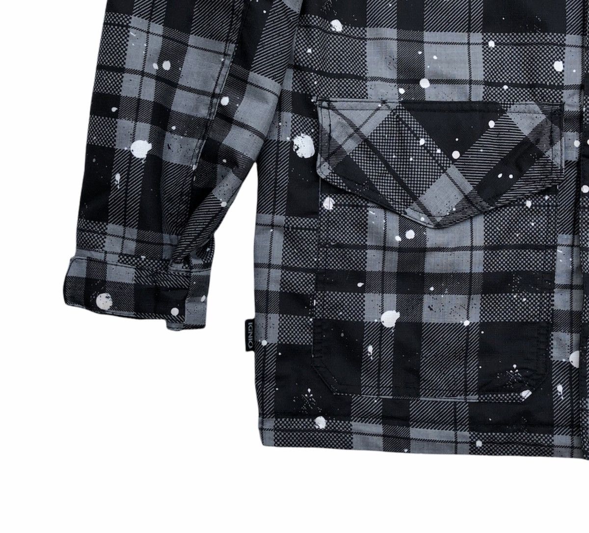 Japanese Brand IGNIO Men fashion Checked Paint Full Zipper Hooded Jacket Size US L / EU 52-54 / 3 - 6 Thumbnail