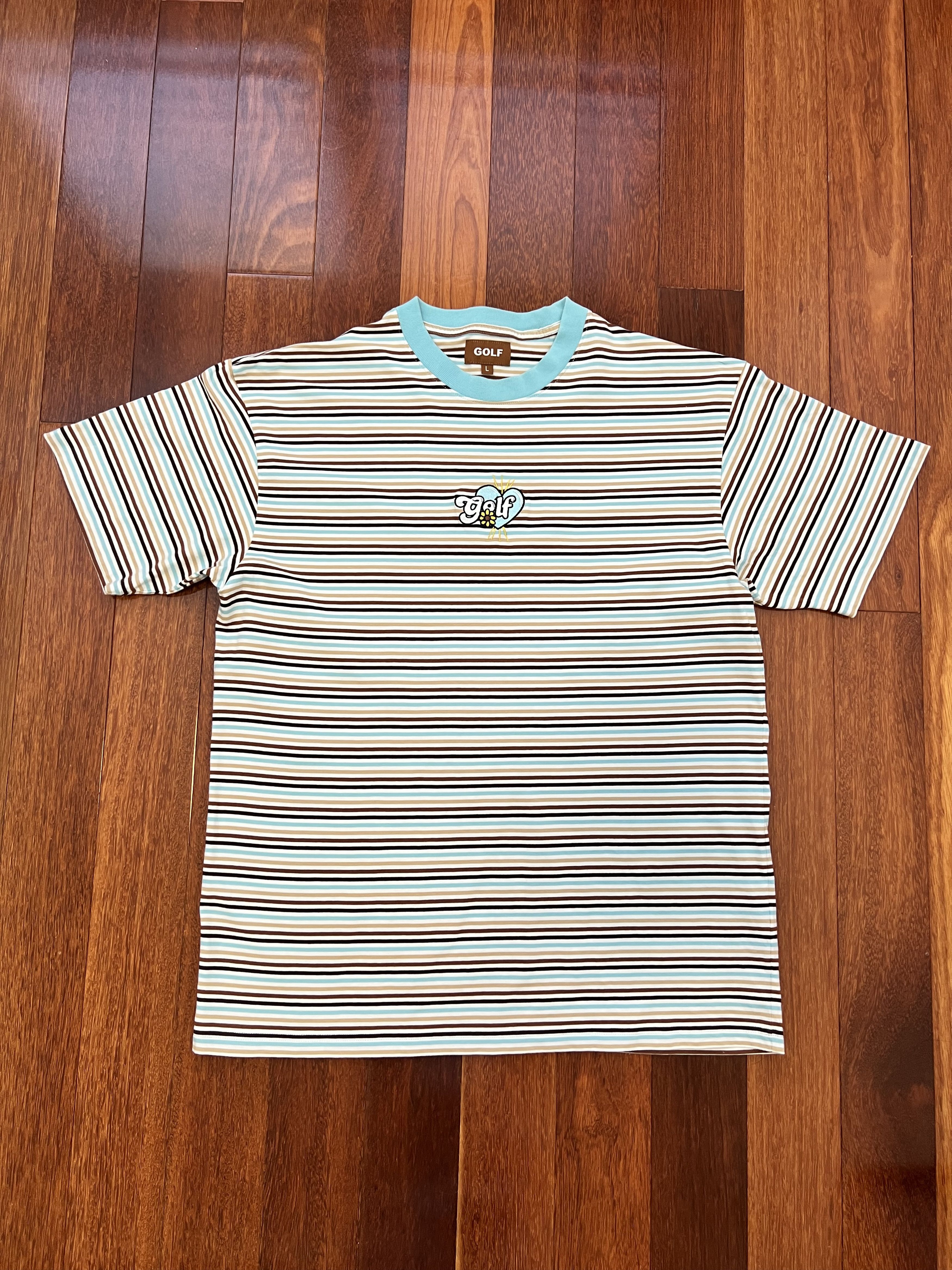 Pre-owned Golf Wang X Tyler The Creator Golf Wang Embroidered Romeo Striped Tee Blue