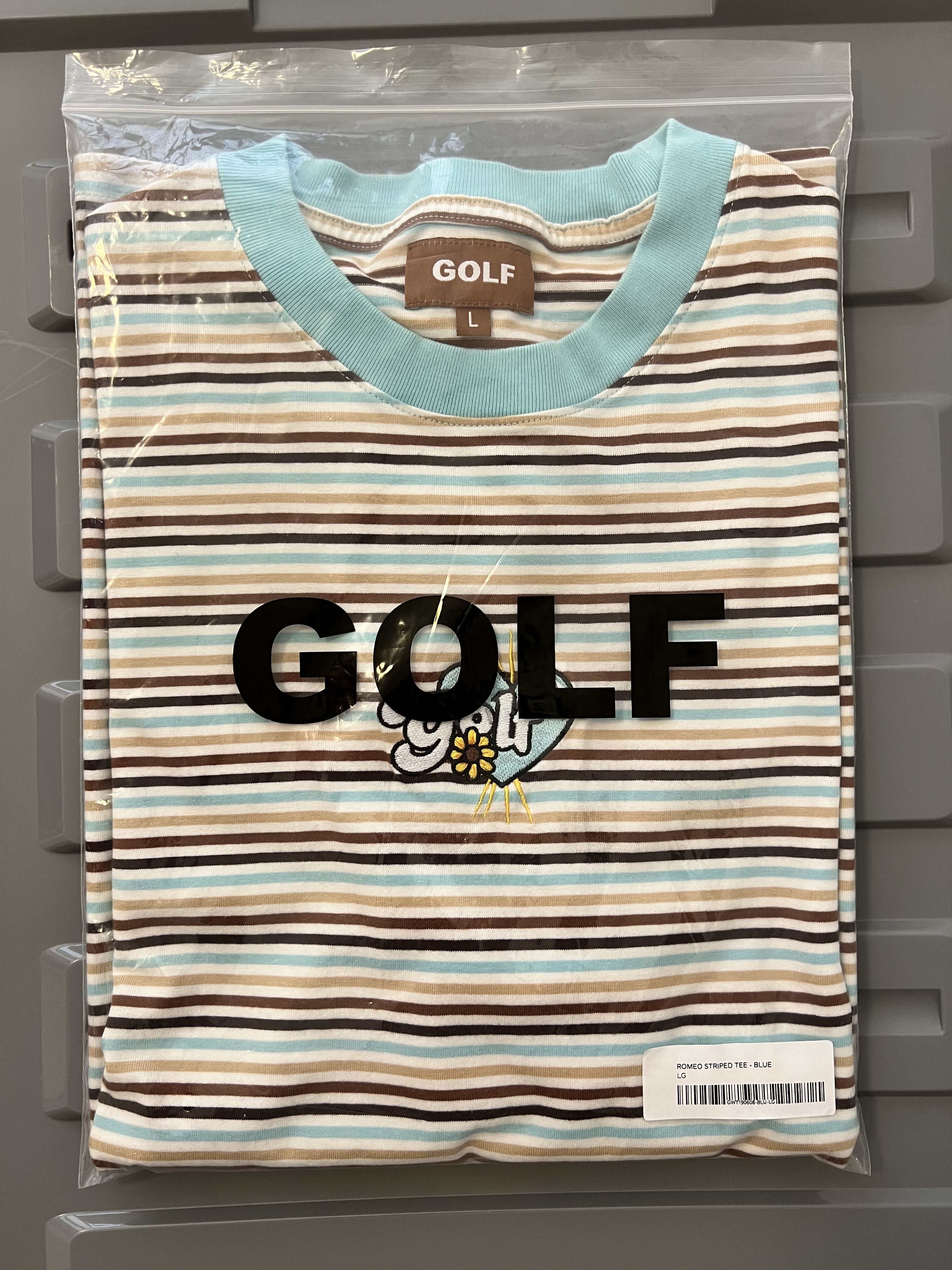 Golf Wang 💚 Golf Wang Embroidered Romeo Striped Tee Blue Size US L / EU 52-54 / 3 - 7 Thumbnail