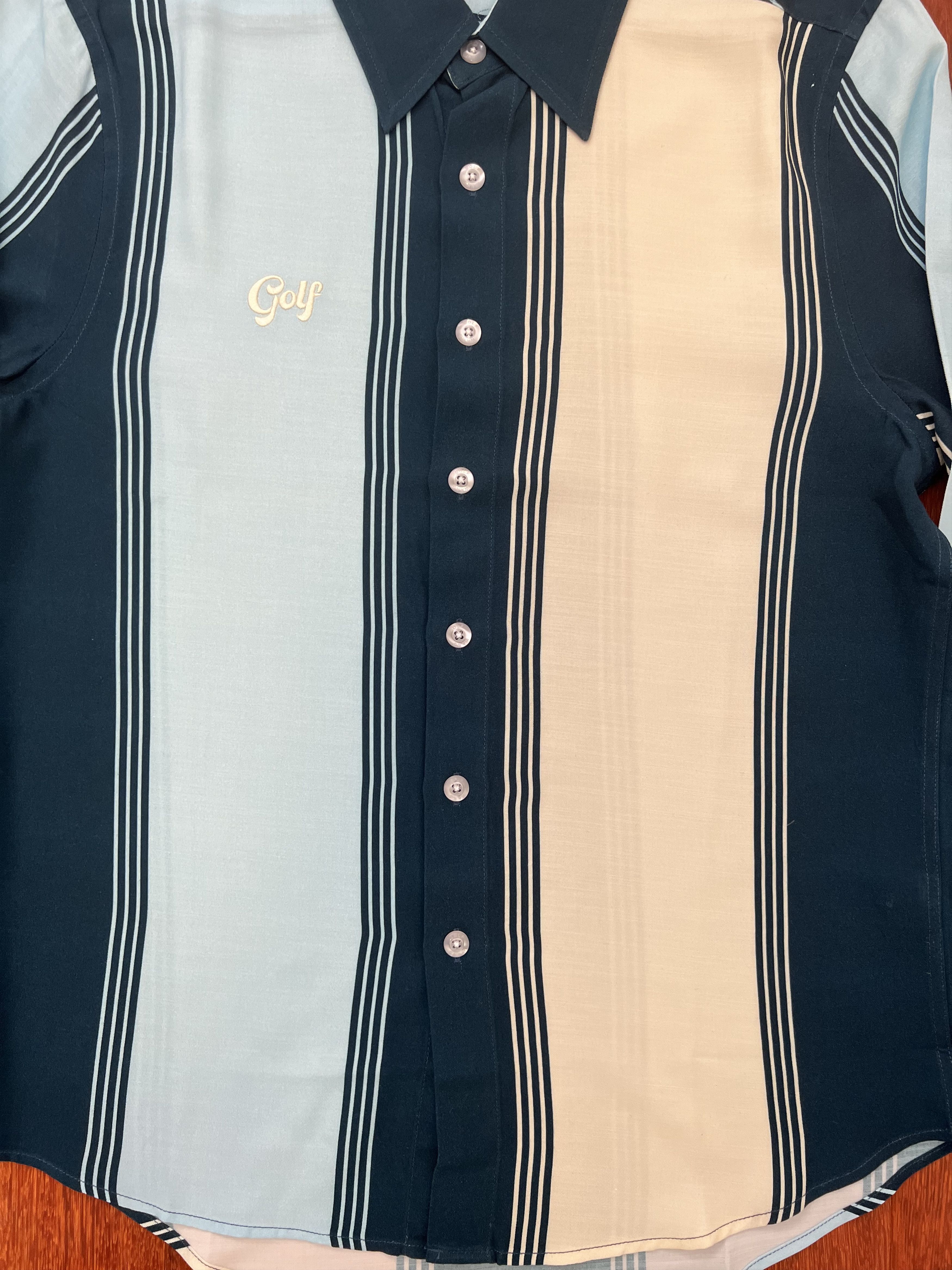 Golf Wang × Tyler The Creator 💚 Golf Wang Multi Stripe Button Down Navy Small Size US S / EU 44-46 / 1 - 6 Thumbnail