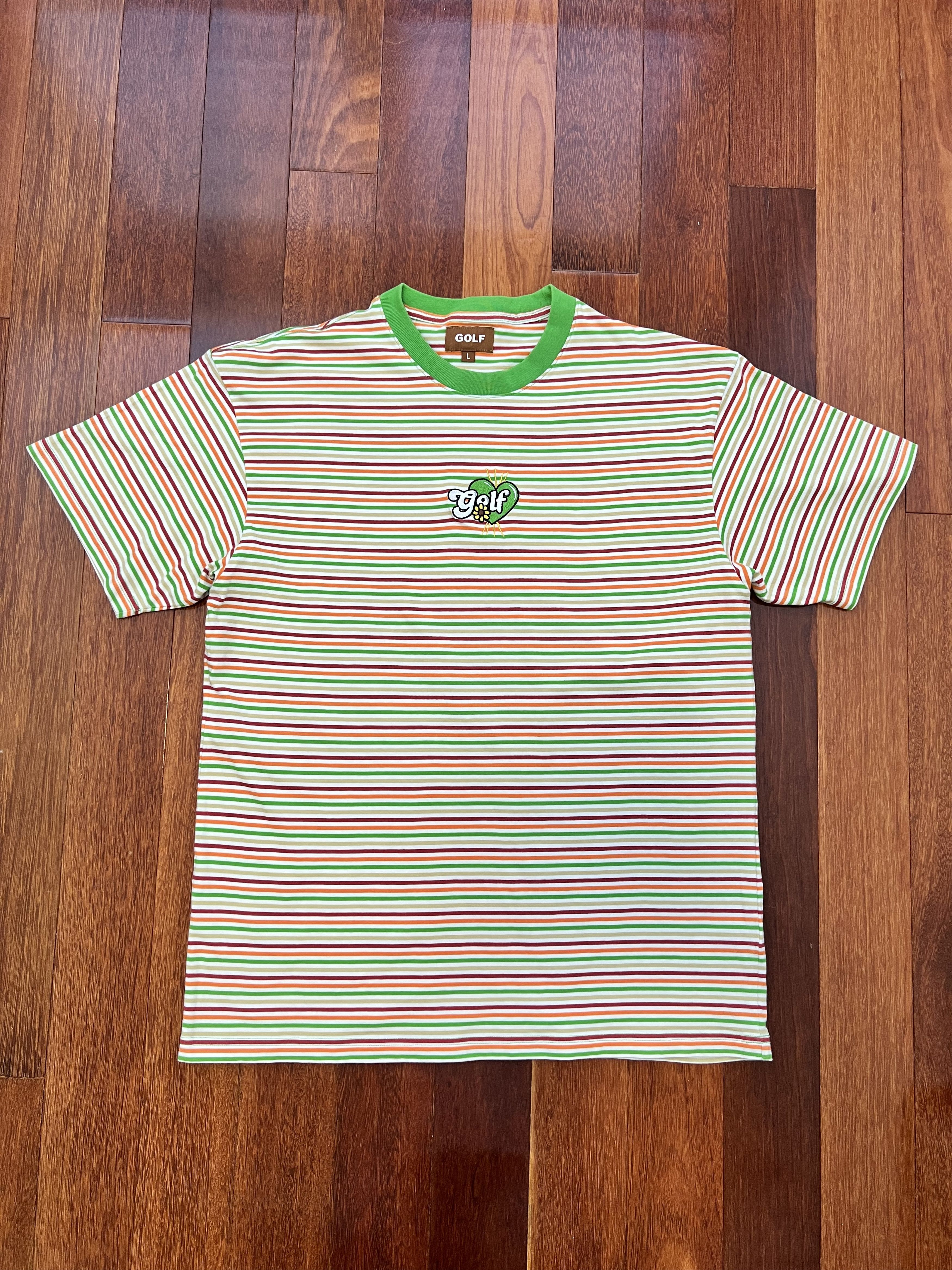 Pre-owned Golf Wang X Tyler The Creator Golf Wang Embroidered Romeo Striped Tee Green
