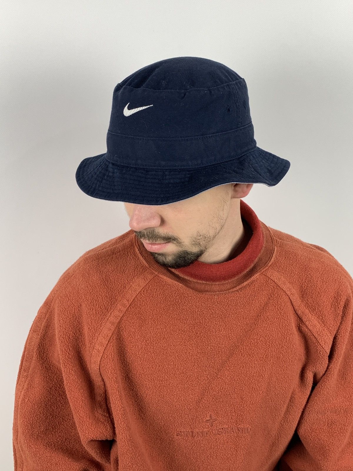 Nike 90s Vintage Nike Center Swoosh Bucket Hat Cap Size ONE SIZE - 2 Thumbnail