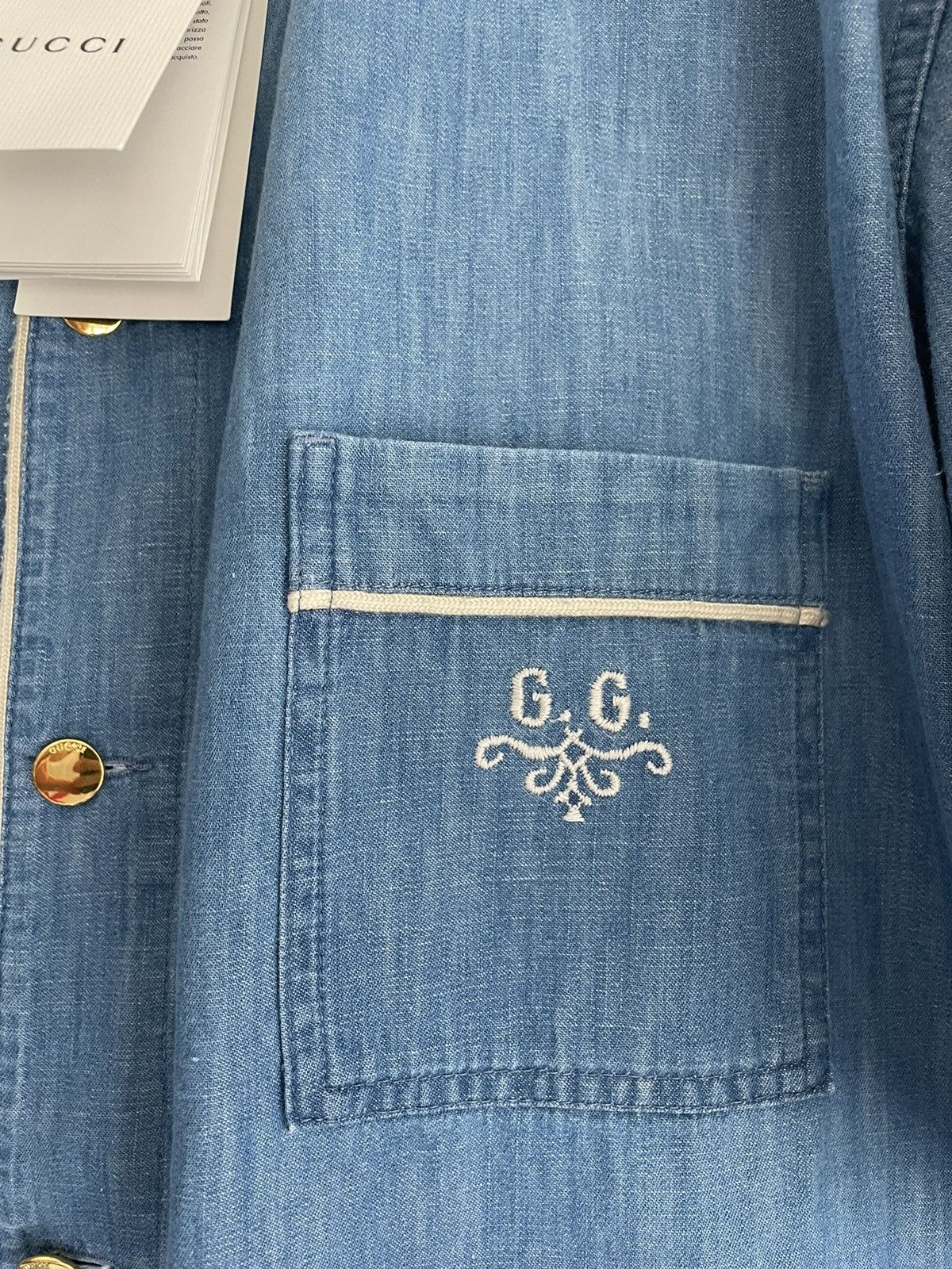 Gucci Brand New Super Runway Denim Logo Gucci Bowling Shirt Size US L / EU 52-54 / 3 - 15 Thumbnail