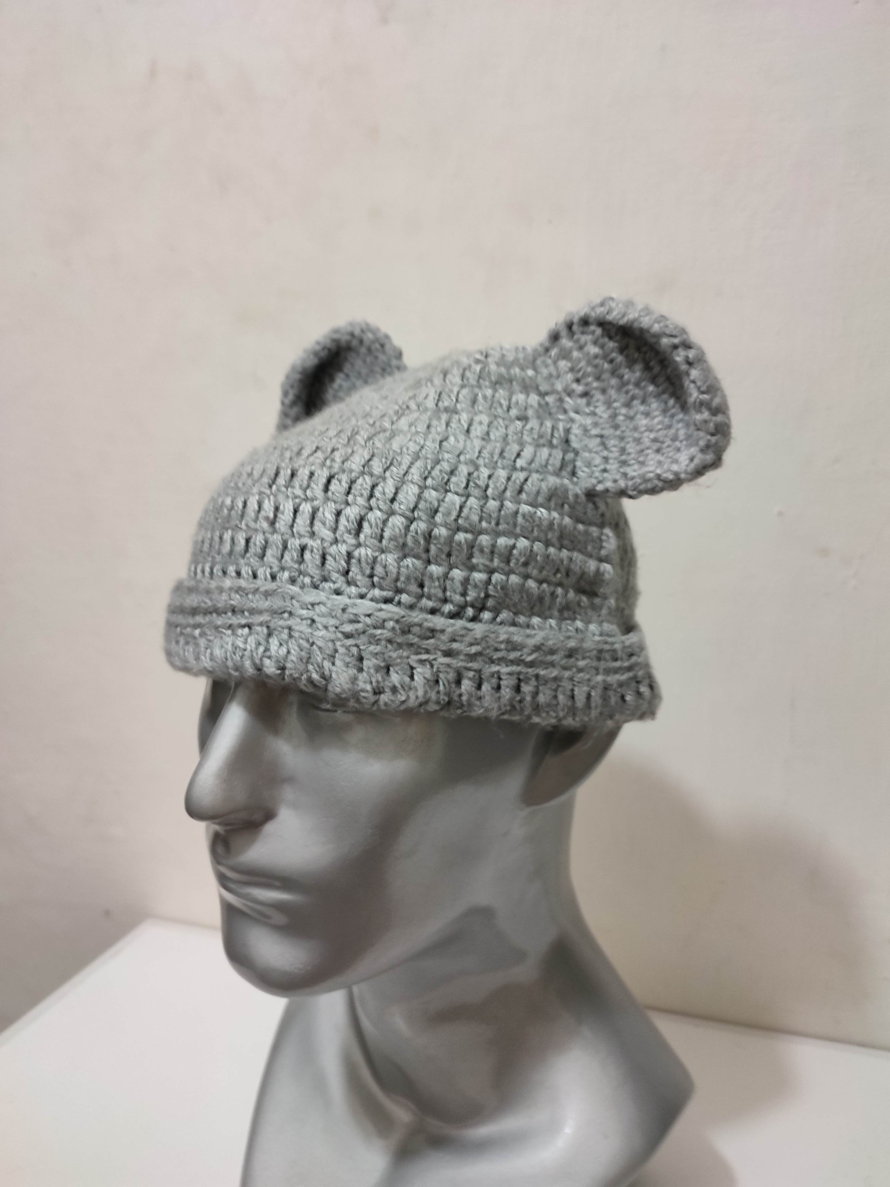 Handmade 🔥Unknown Knitted Bunny Ear Beanie Hats Size ONE SIZE - 4 Thumbnail