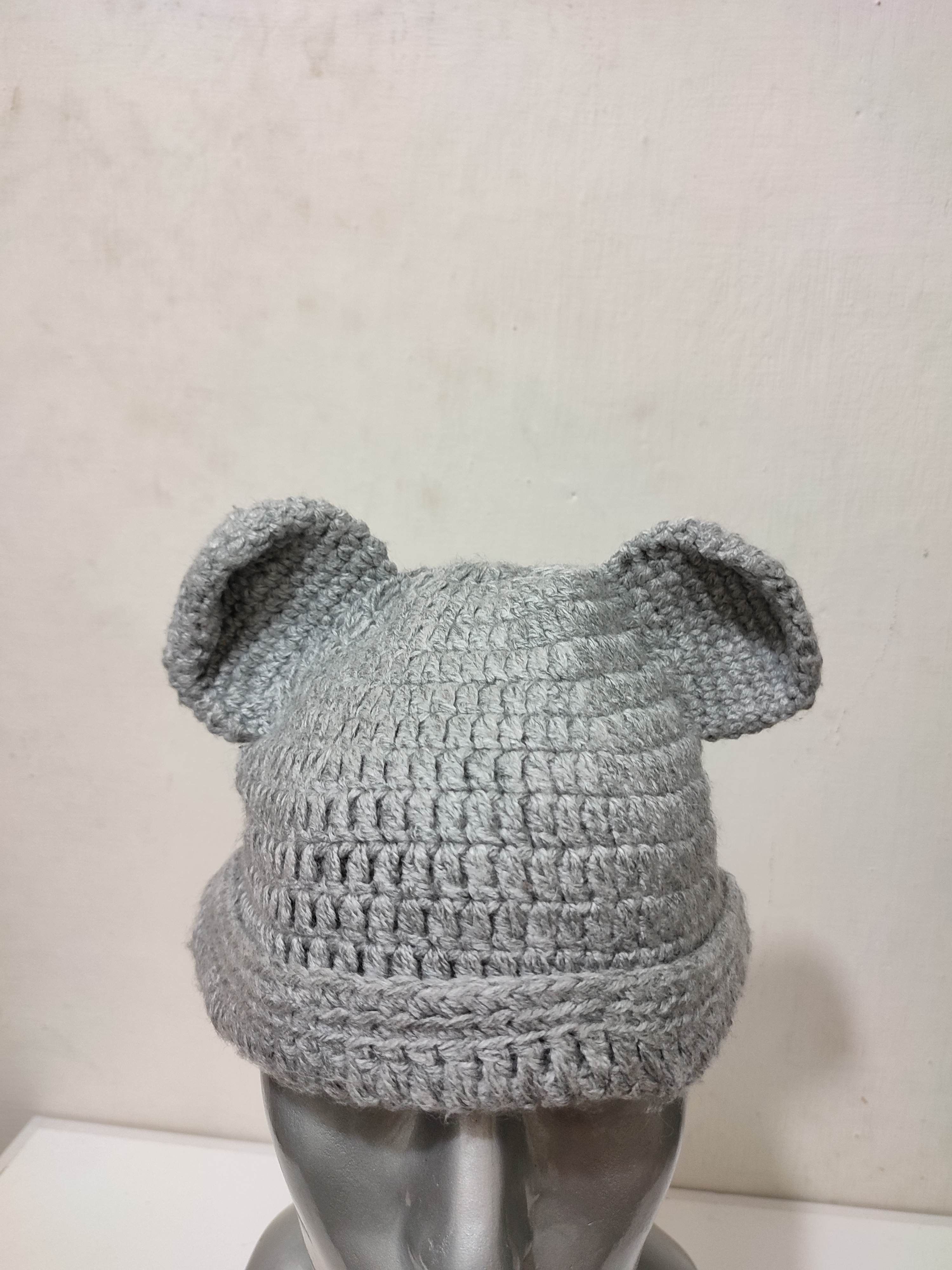 Handmade 🔥Unknown Knitted Bunny Ear Beanie Hats Size ONE SIZE - 2 Thumbnail
