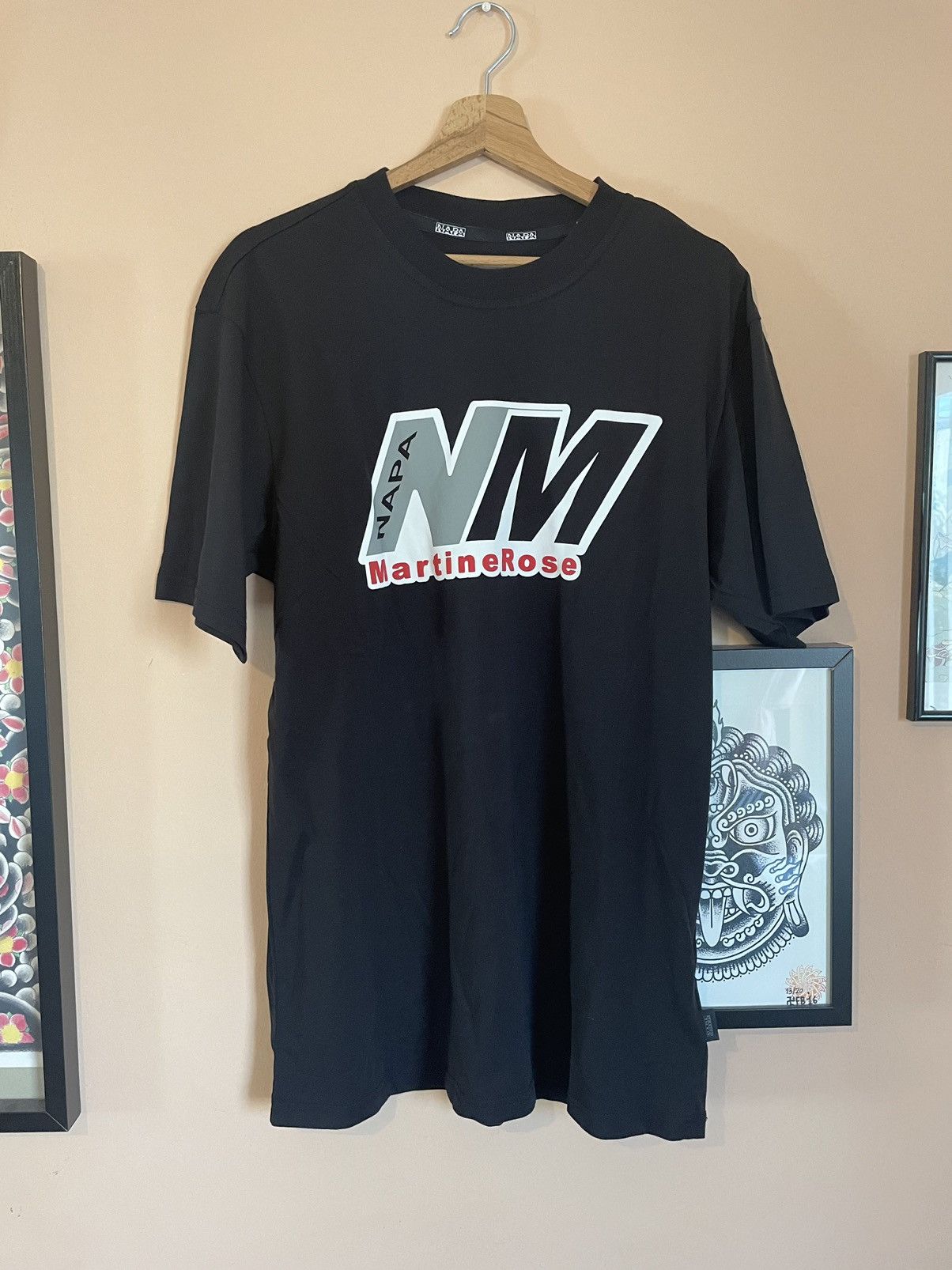 image of Napa By Martine Rose Napapijri Logo T-Shirt in Black, Men's (Size Large)