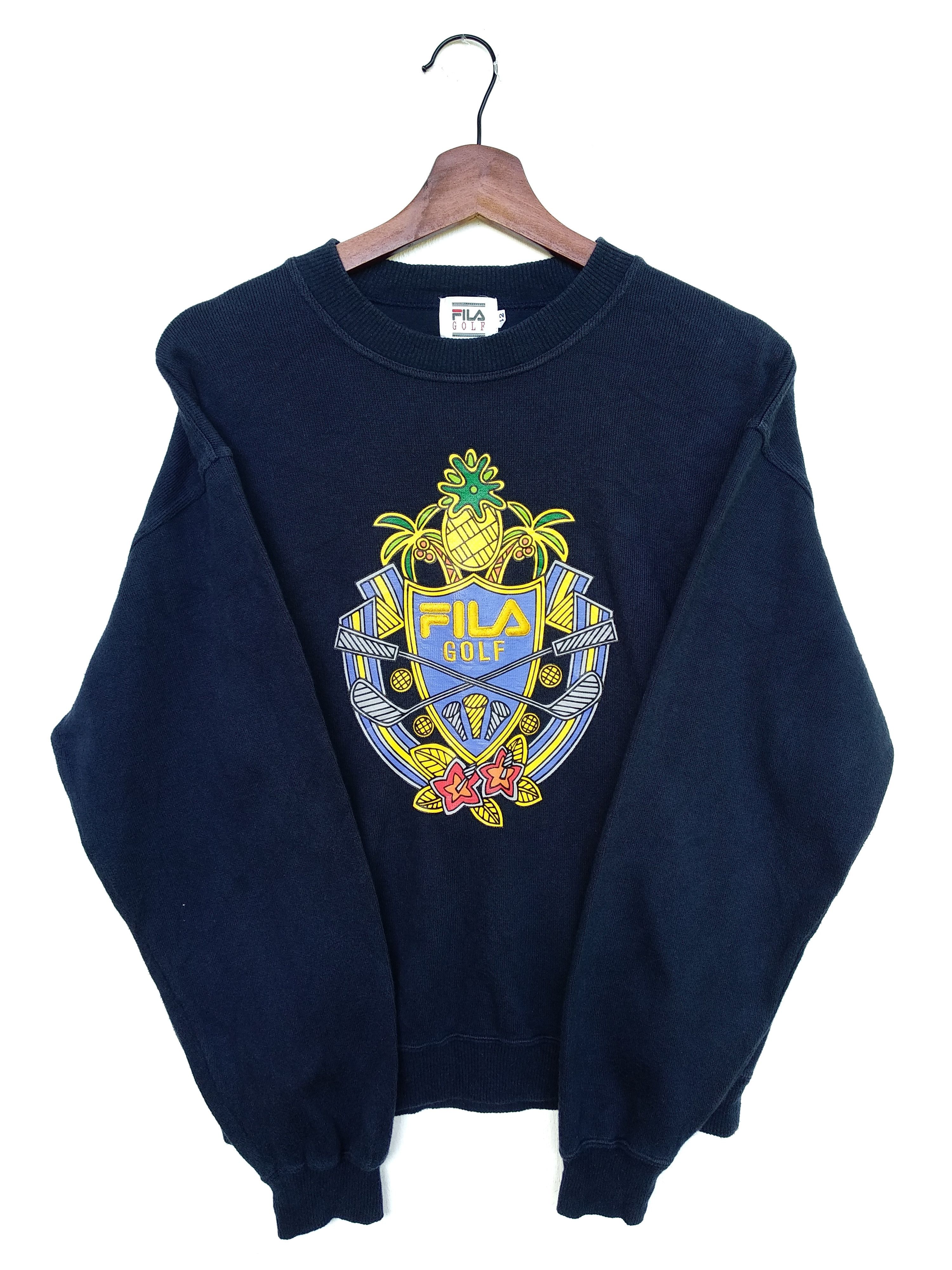 Fila × Vintage Vintage Big Logo Fila Golf Sweatshirt/Size M/Black Size US M / EU 48-50 / 2 - 2 Thumbnail