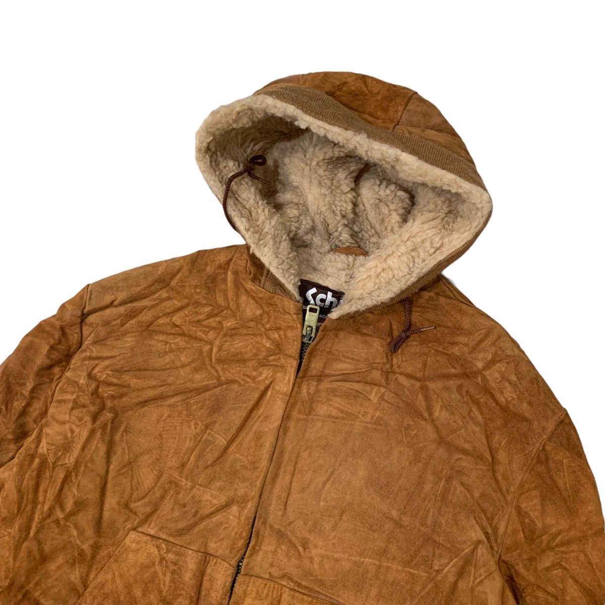 Schott 🔥Vintage Schott Suede Leather Shearling Hoodie Jacket Size US M / EU 48-50 / 2 - 5 Thumbnail