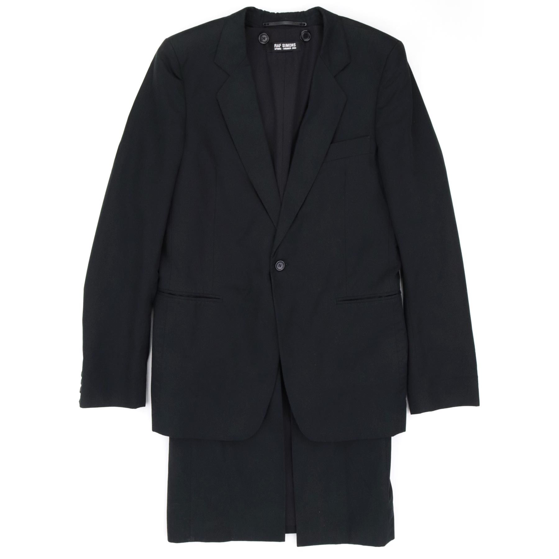 Pre-owned Raf Simons Ss2003 Consumed Double Layer Blazer Overcoat In Black