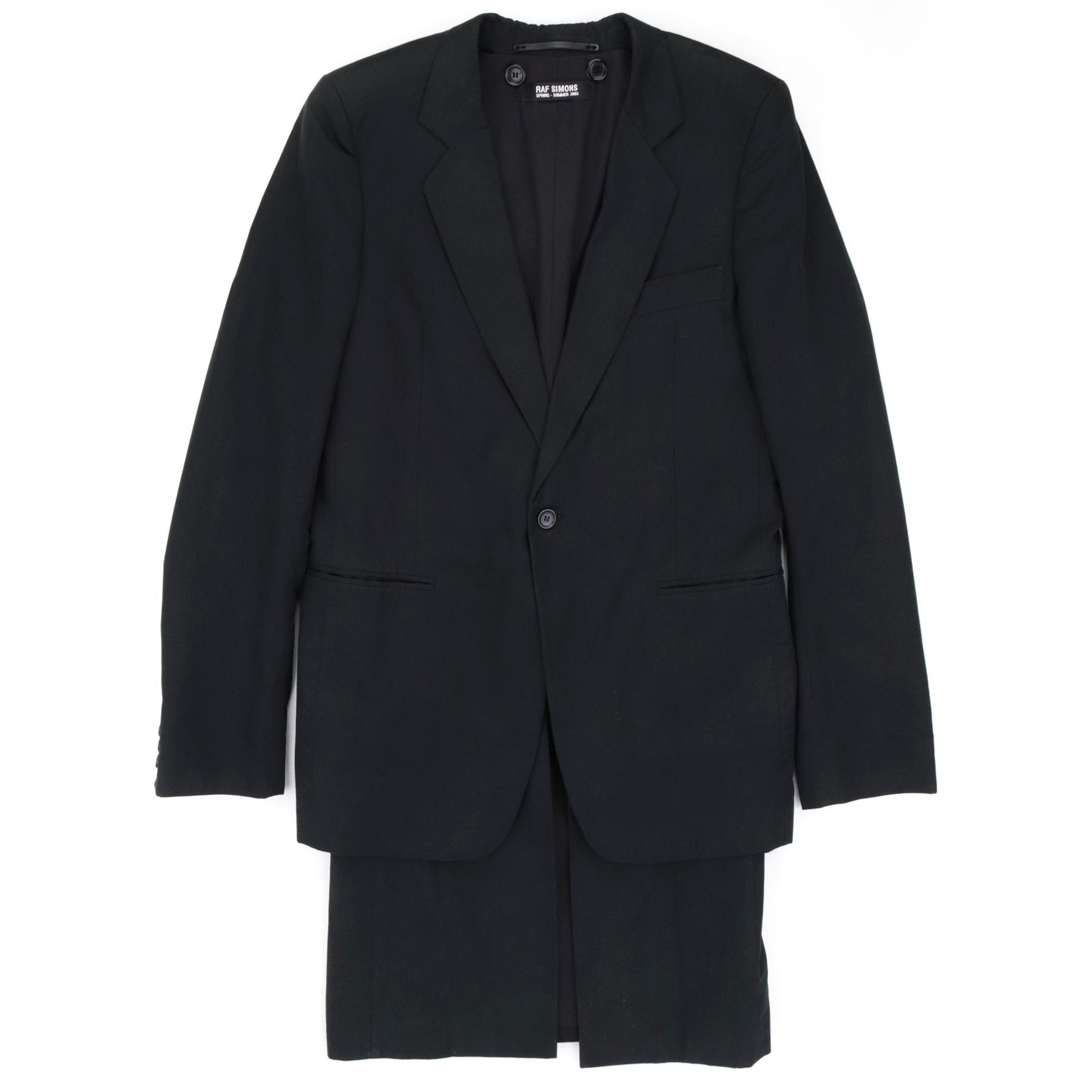 image of Raf Simons Ss2003 Consumed Double Layer Blazer Overcoat in Black, Men's (Size Medium)