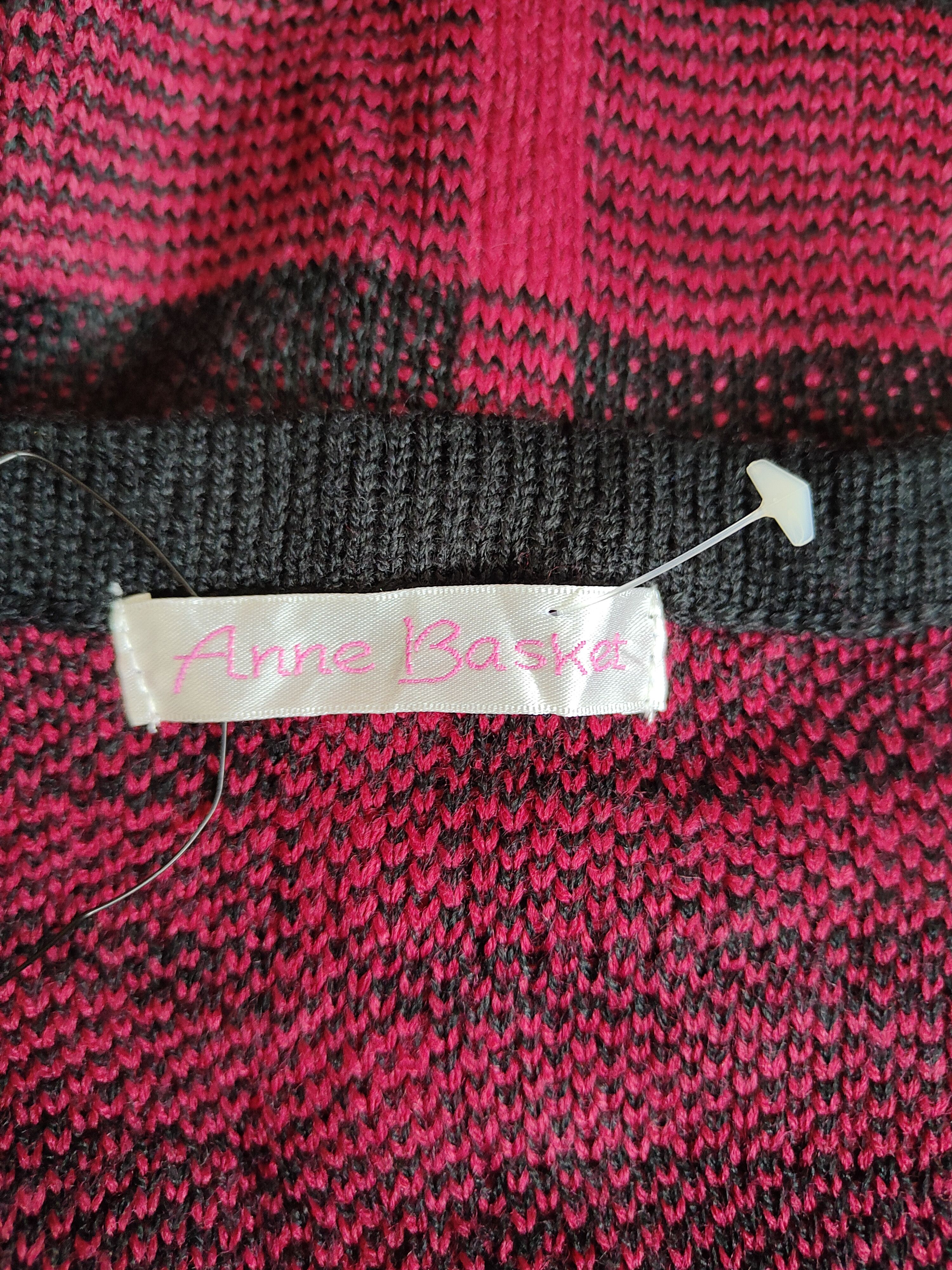 Japanese Brand Anne Basket Black/Red Knitwear Cardigan #5468 Size XL / US 12-14 / IT 48-50 - 11 Thumbnail