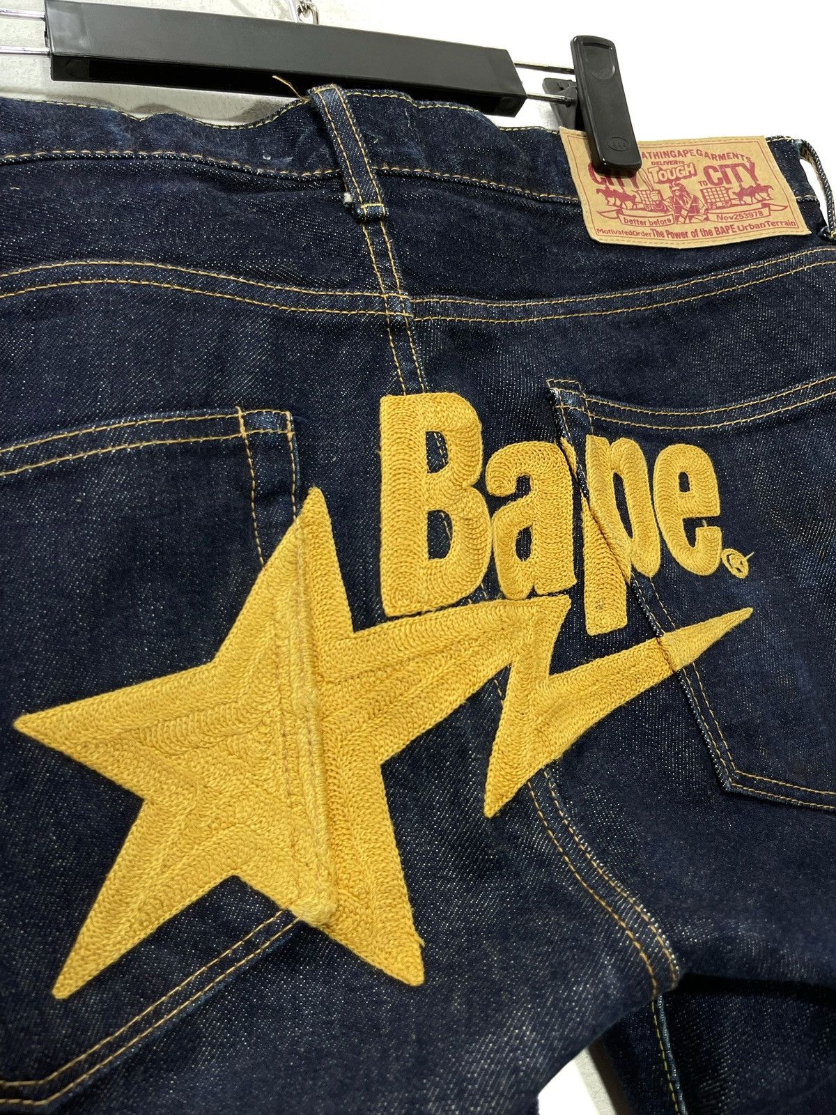 Bape Bapesta Denim Chain Embroidered Regular Fit 4🟦 Size US 35 - 2 Thumbnail
