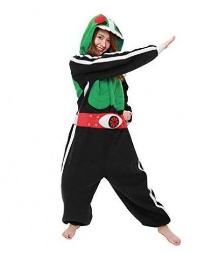 image of Character Hero x Movie Official Bandai Kamen Rider Costumes Fleece in Black, Men's (Size 40)