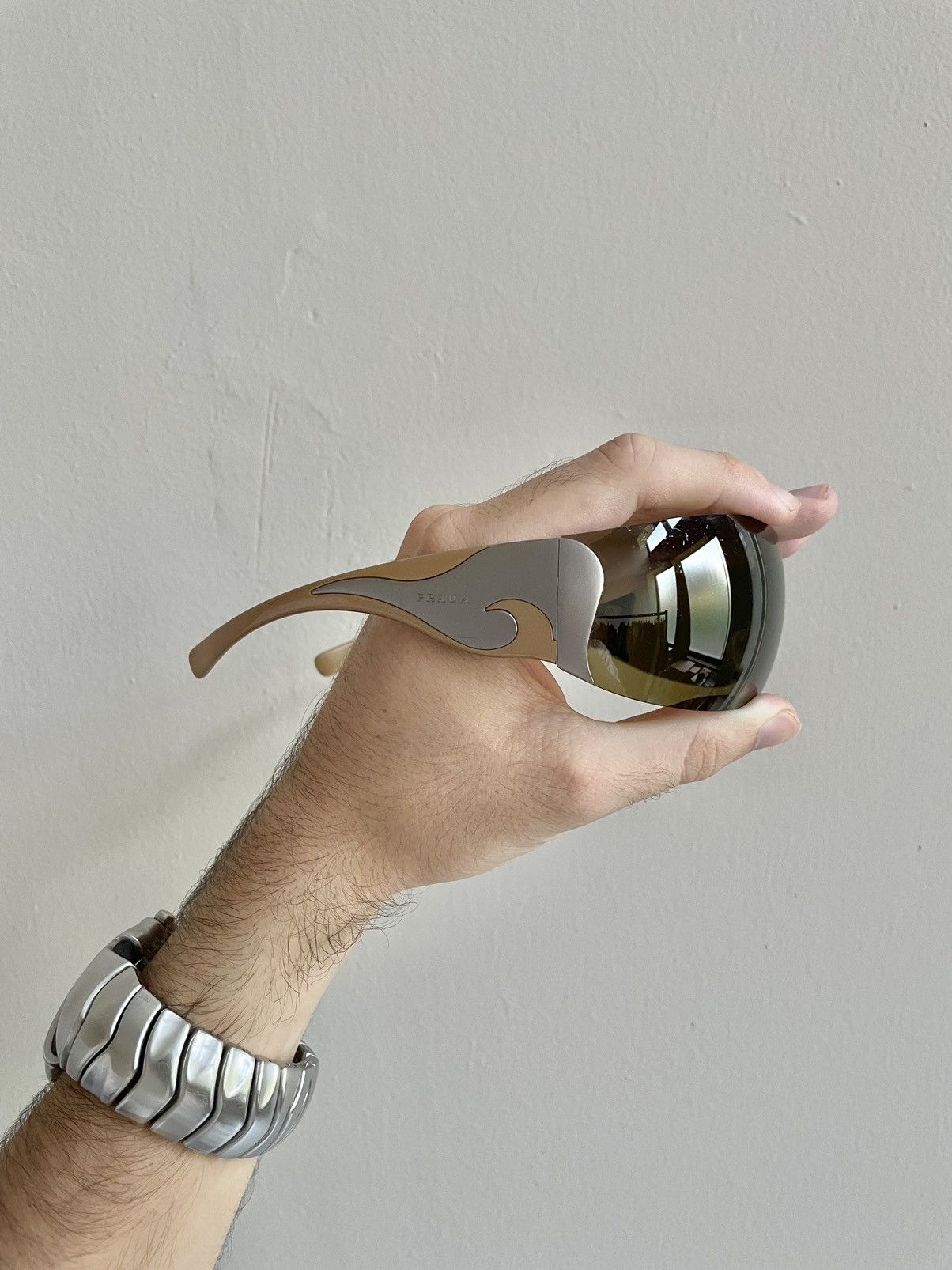 Prada × Vintage SS04 Visor vintage shield mask archive Sunglasses ski flames Size ONE SIZE - 3 Thumbnail