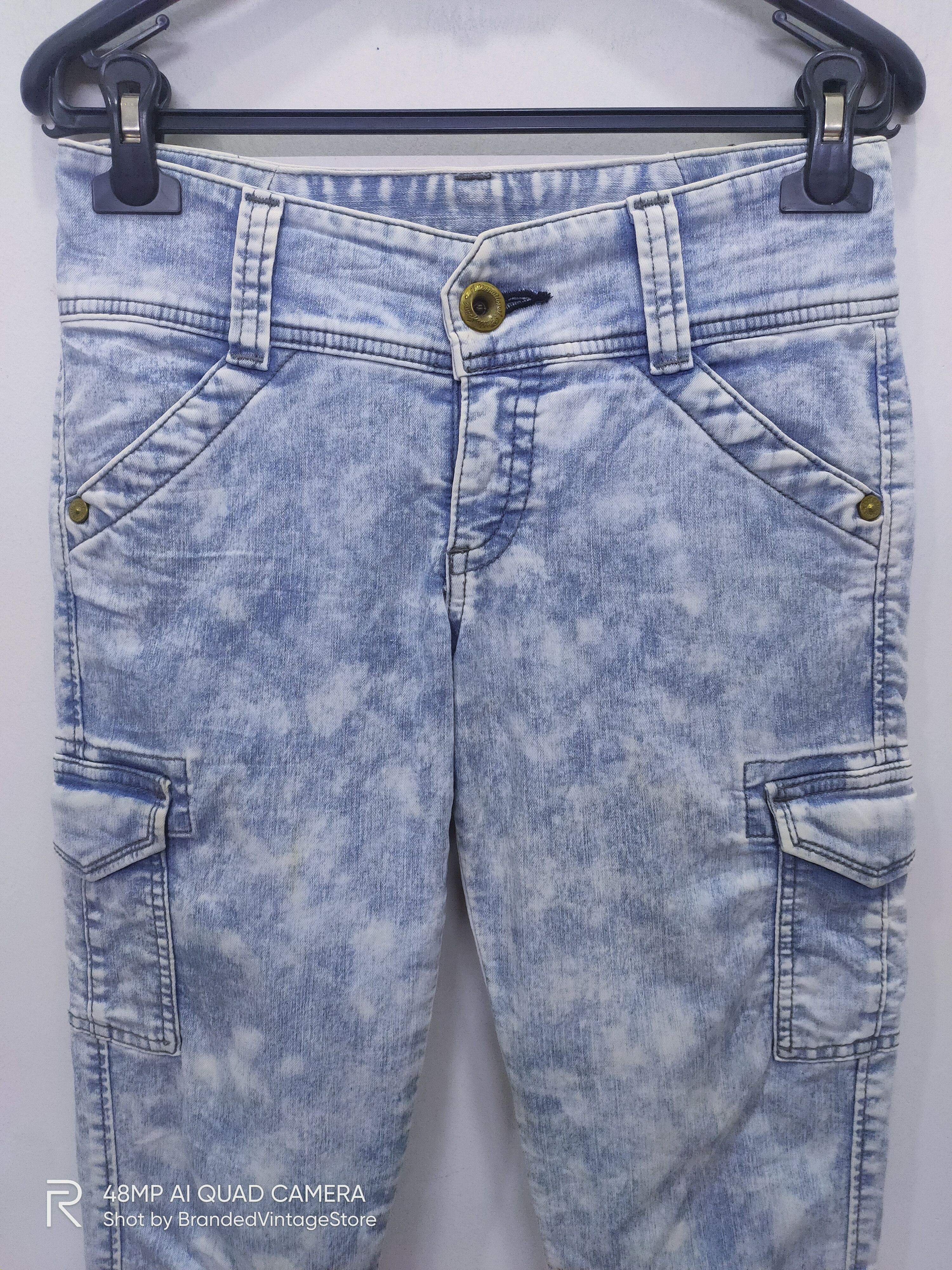 Japanese Brand BRAPPERS Skinny Slimfit Stretch Tie Dye Tactical Cargo Pant Size US 28 / EU 44 - 4 Thumbnail