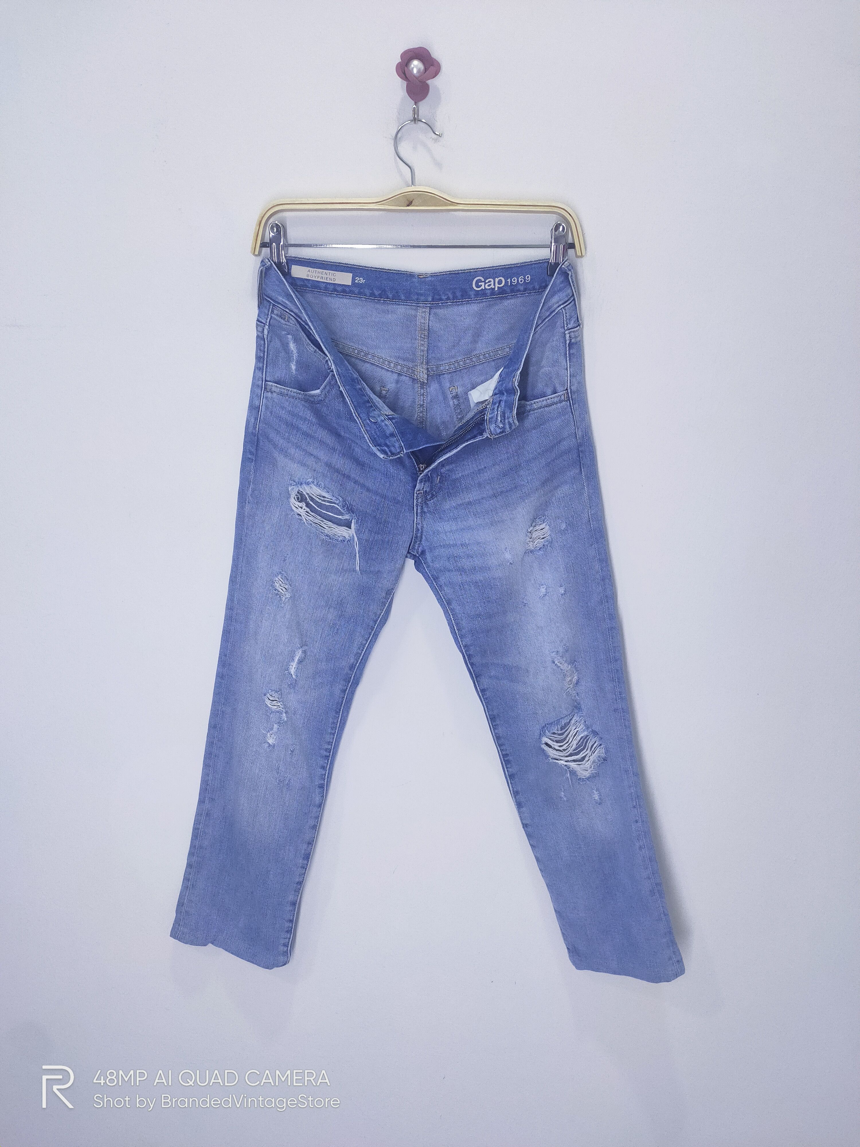 Gap Vintage GAP 1969 Acid Wash Punk Style Distressed Denim Jean Size US 29 - 3 Thumbnail
