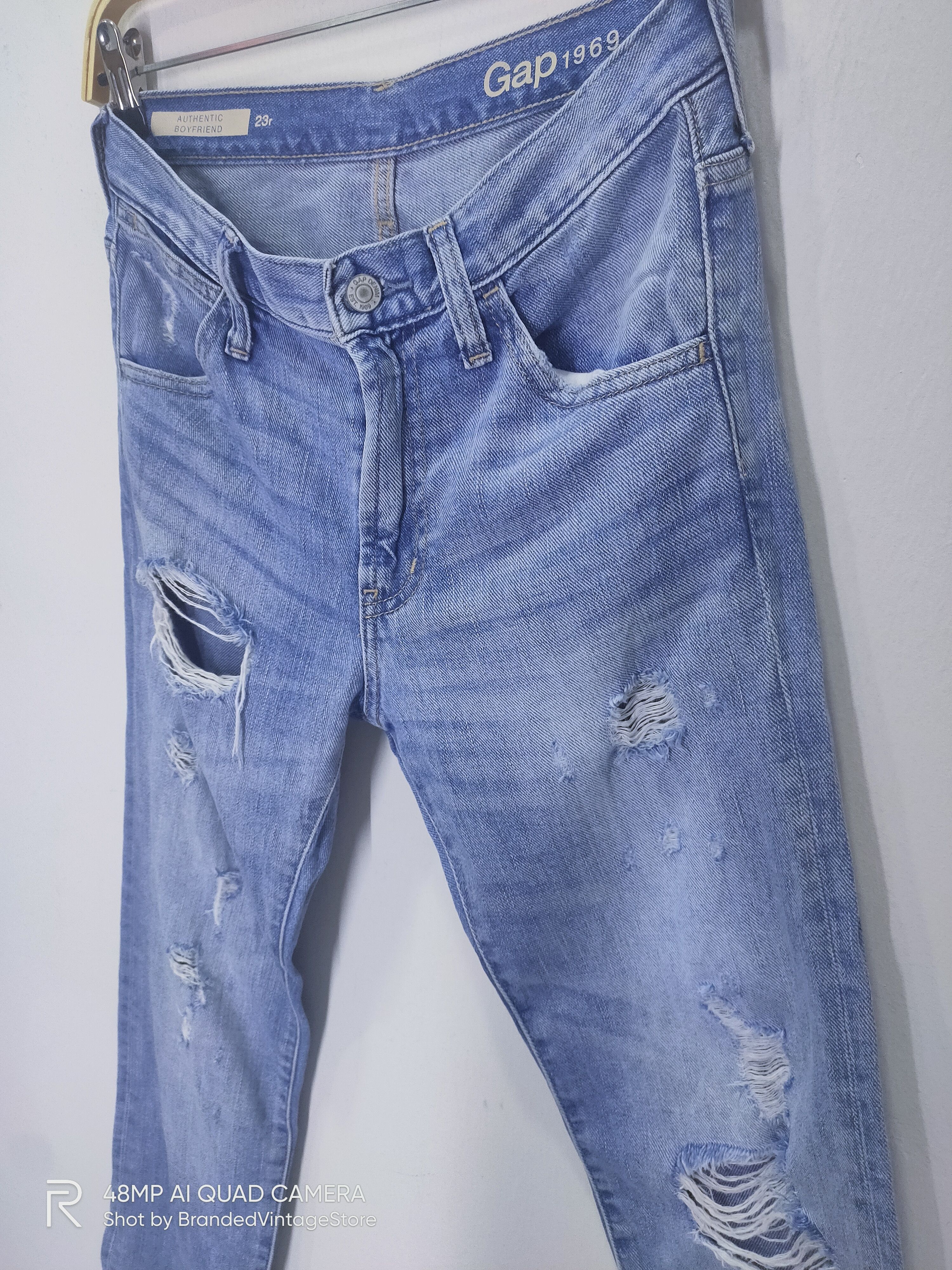 Gap Vintage GAP 1969 Acid Wash Punk Style Distressed Denim Jean Size US 29 - 4 Thumbnail