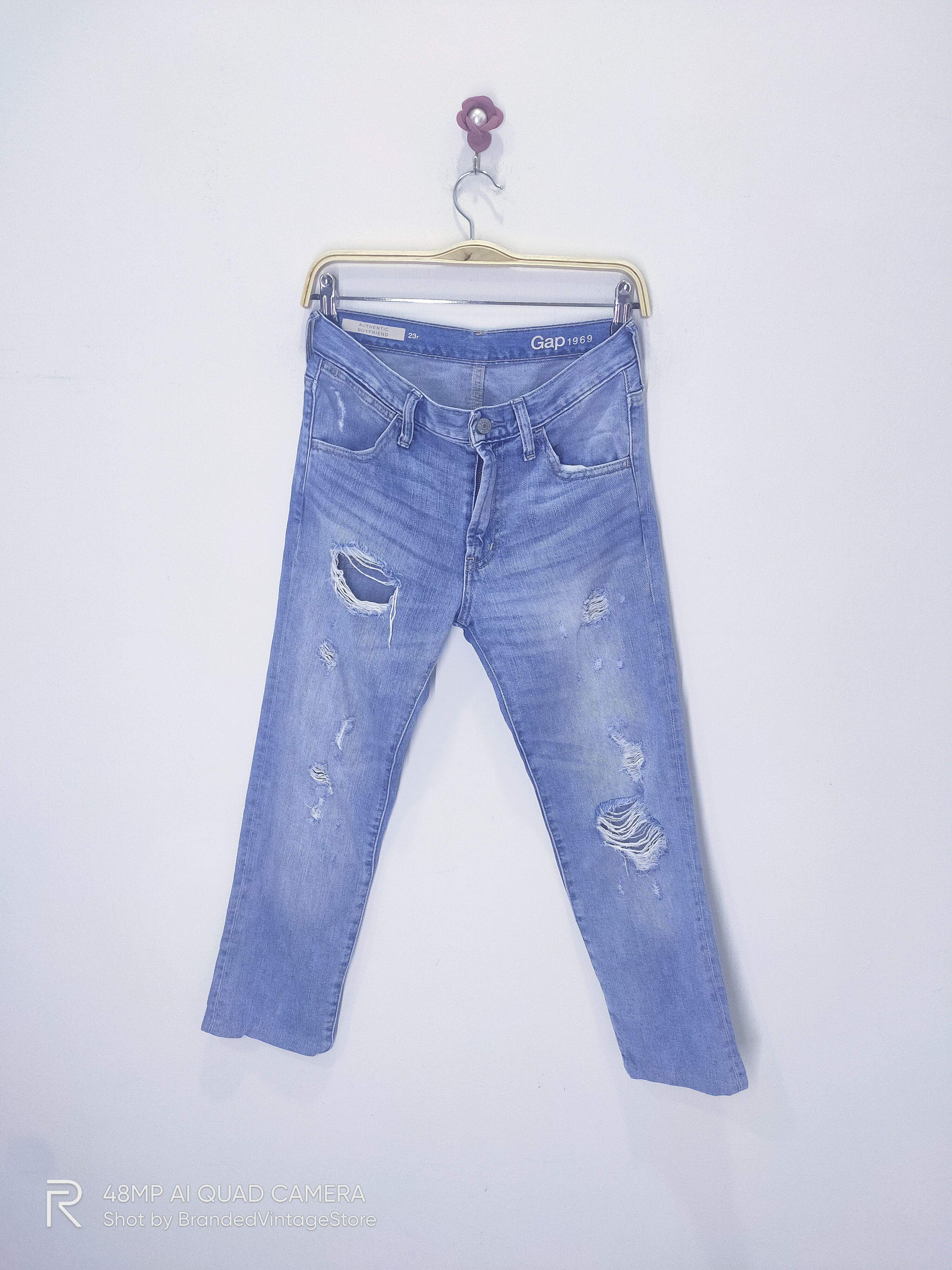 Gap Vintage GAP 1969 Acid Wash Punk Style Distressed Denim Jean Size US 29 - 1 Thumbnail