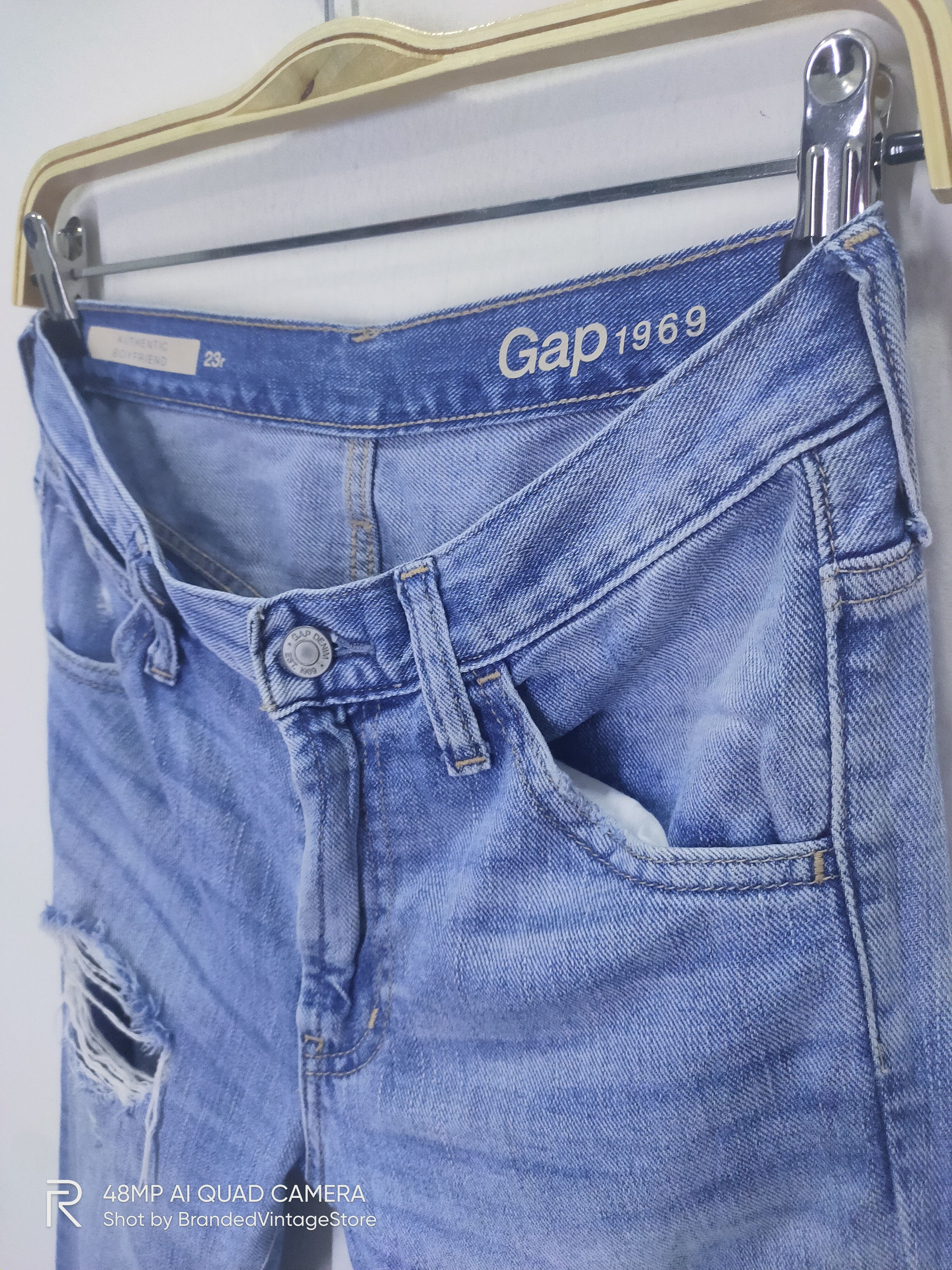 Gap Vintage GAP 1969 Acid Wash Punk Style Distressed Denim Jean Size US 29 - 6 Thumbnail