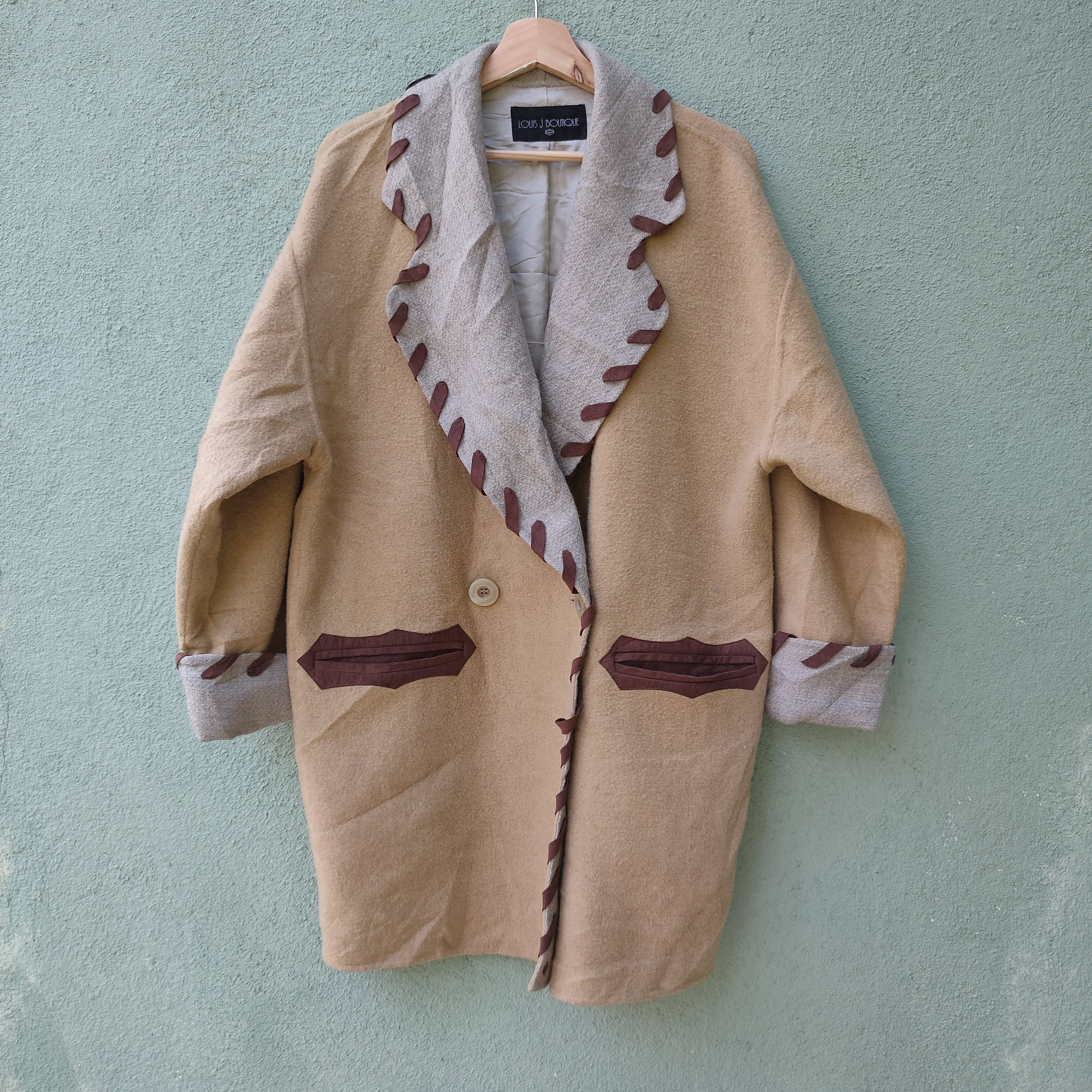 Designer Vintage Louis J Boutique Long Wool Coat Jacket Size US L / EU 52-54 / 3 - 1 Thumbnail